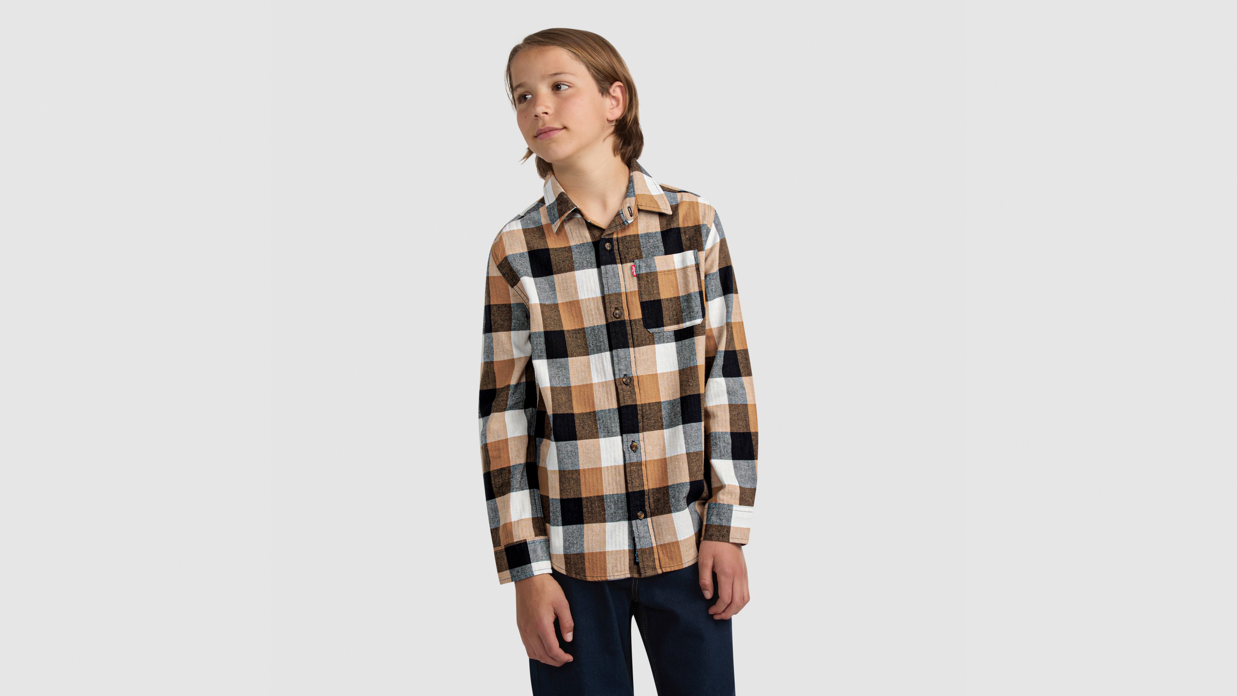 Levi's Buffalo Check Flannel Shirt Big Boys S-xl S In Multi