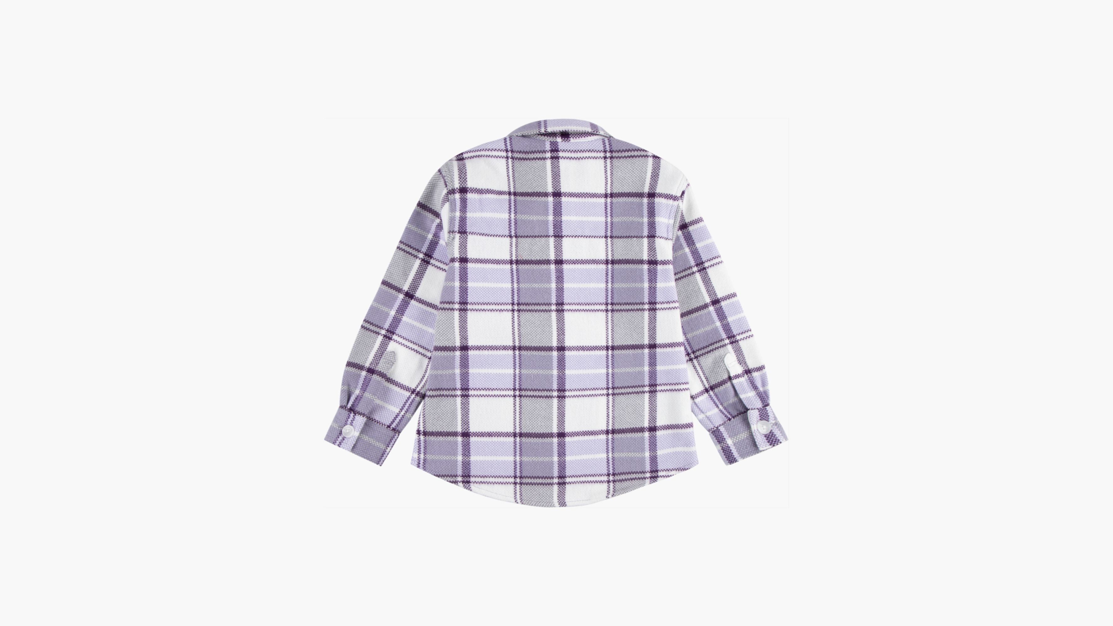 Shop Levi's Oversized Plaid Shacket Big Girls 7-16 L In Heirloom Lilac