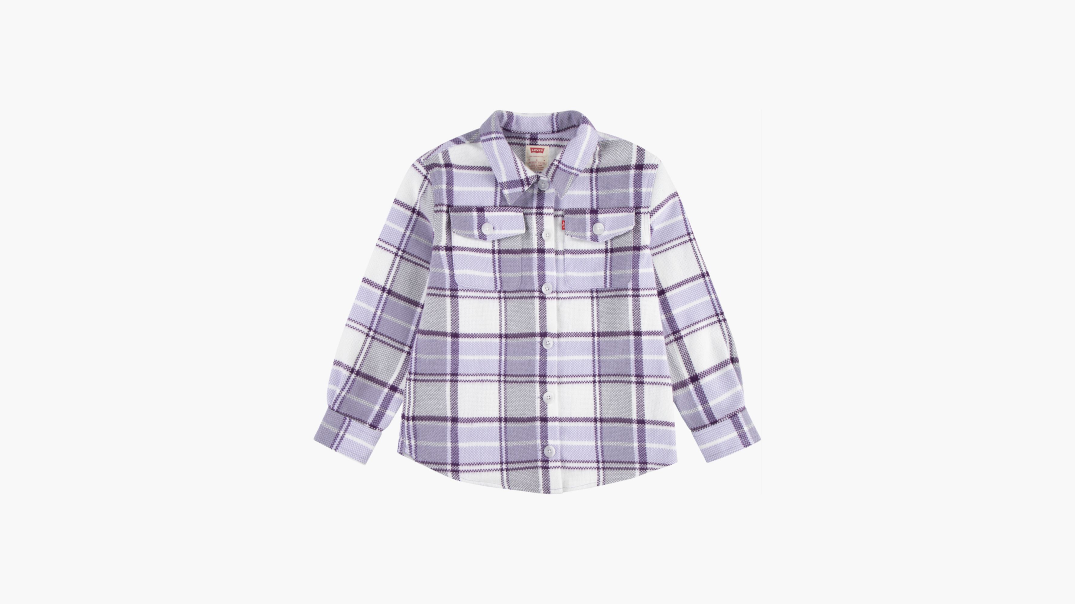 Shop Levi's Oversized Plaid Shacket Big Girls 7-16 L In Heirloom Lilac