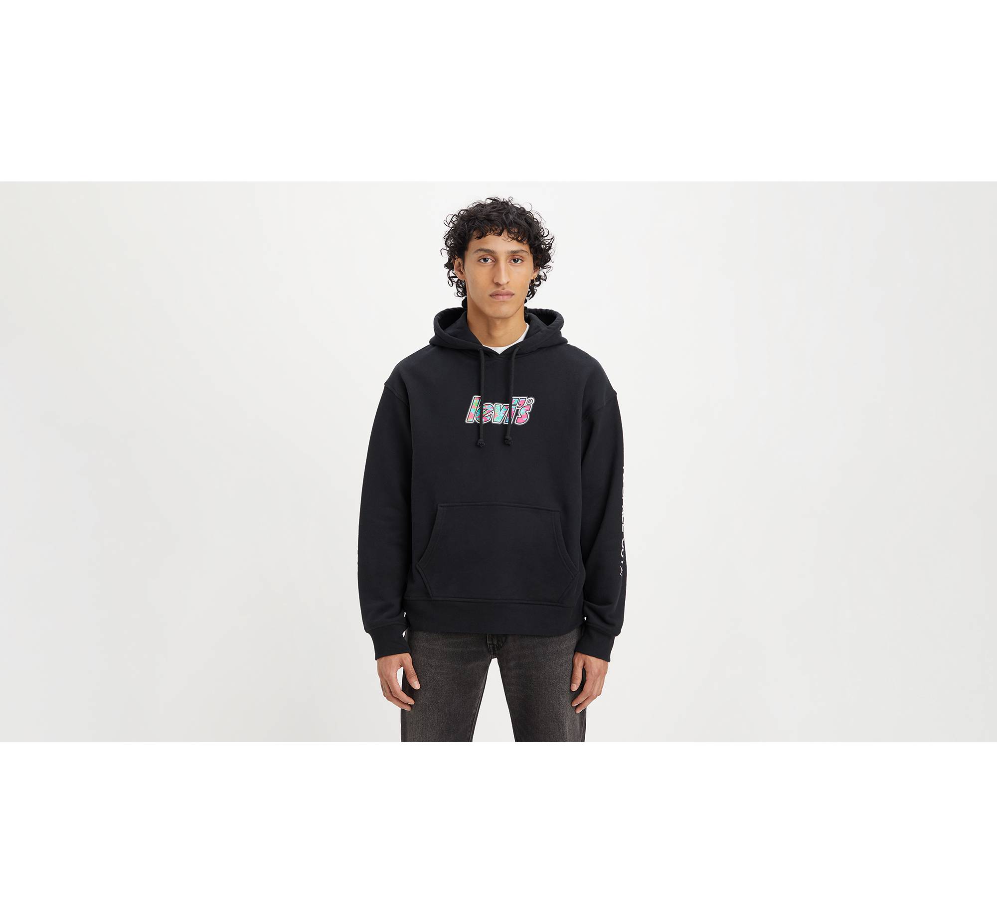 Relaxed Graphic Hoodie - Black