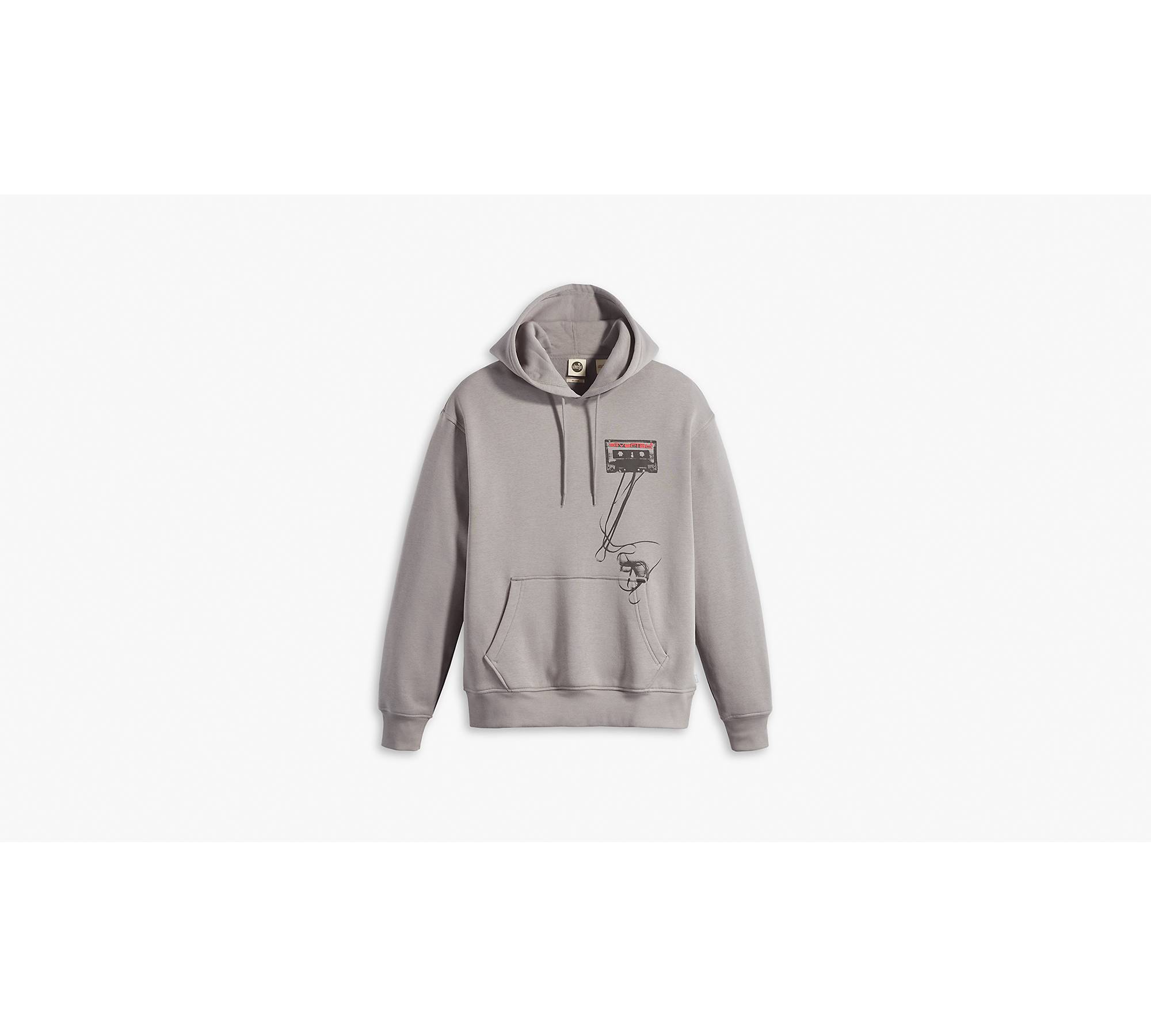 Relaxed Graphic Zip Up Hoodie Sweatshirt - Grey