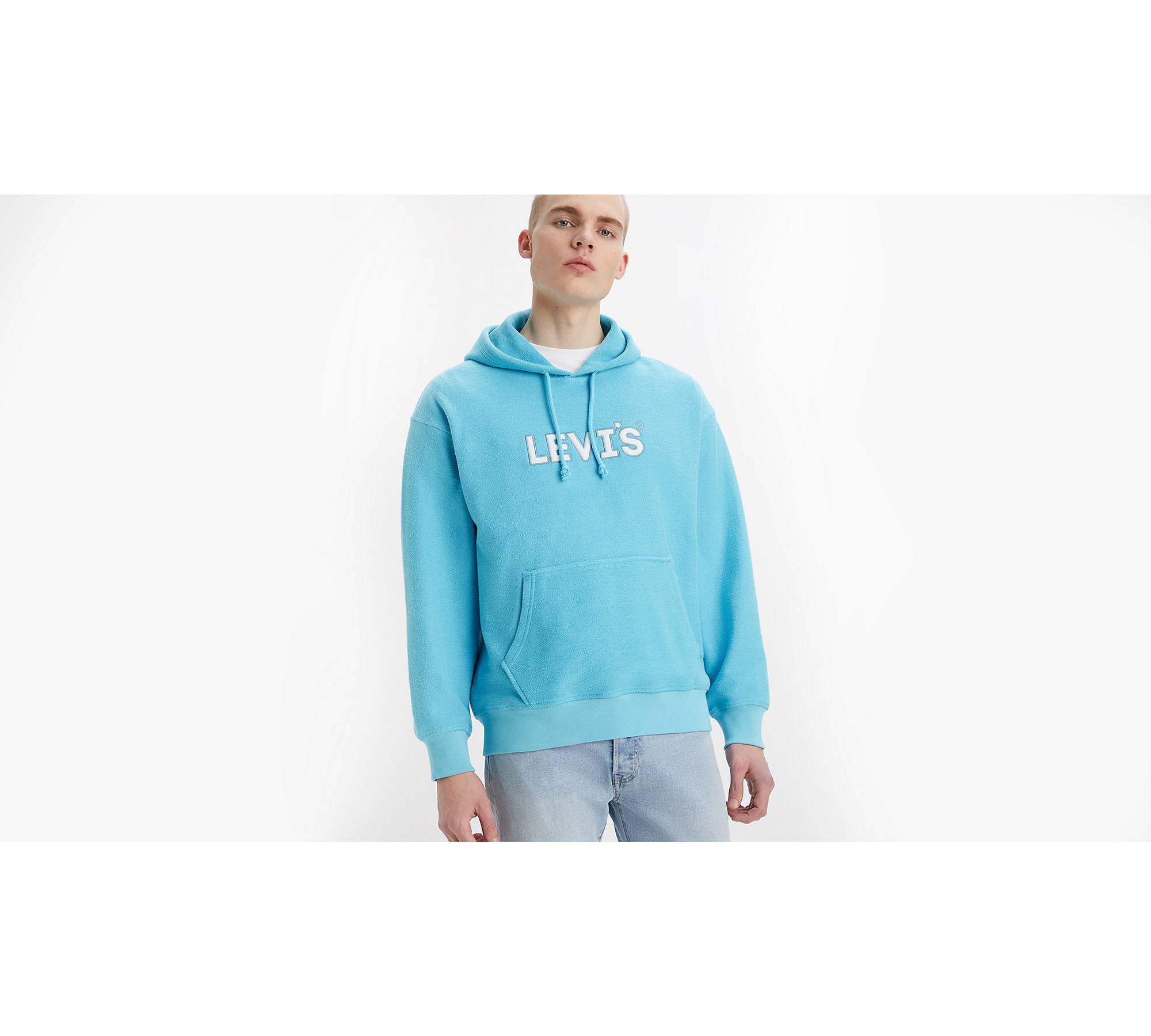 Levi's Relaxed Graphic Hoodie Sweatshirt - Men's - Blue Mist L