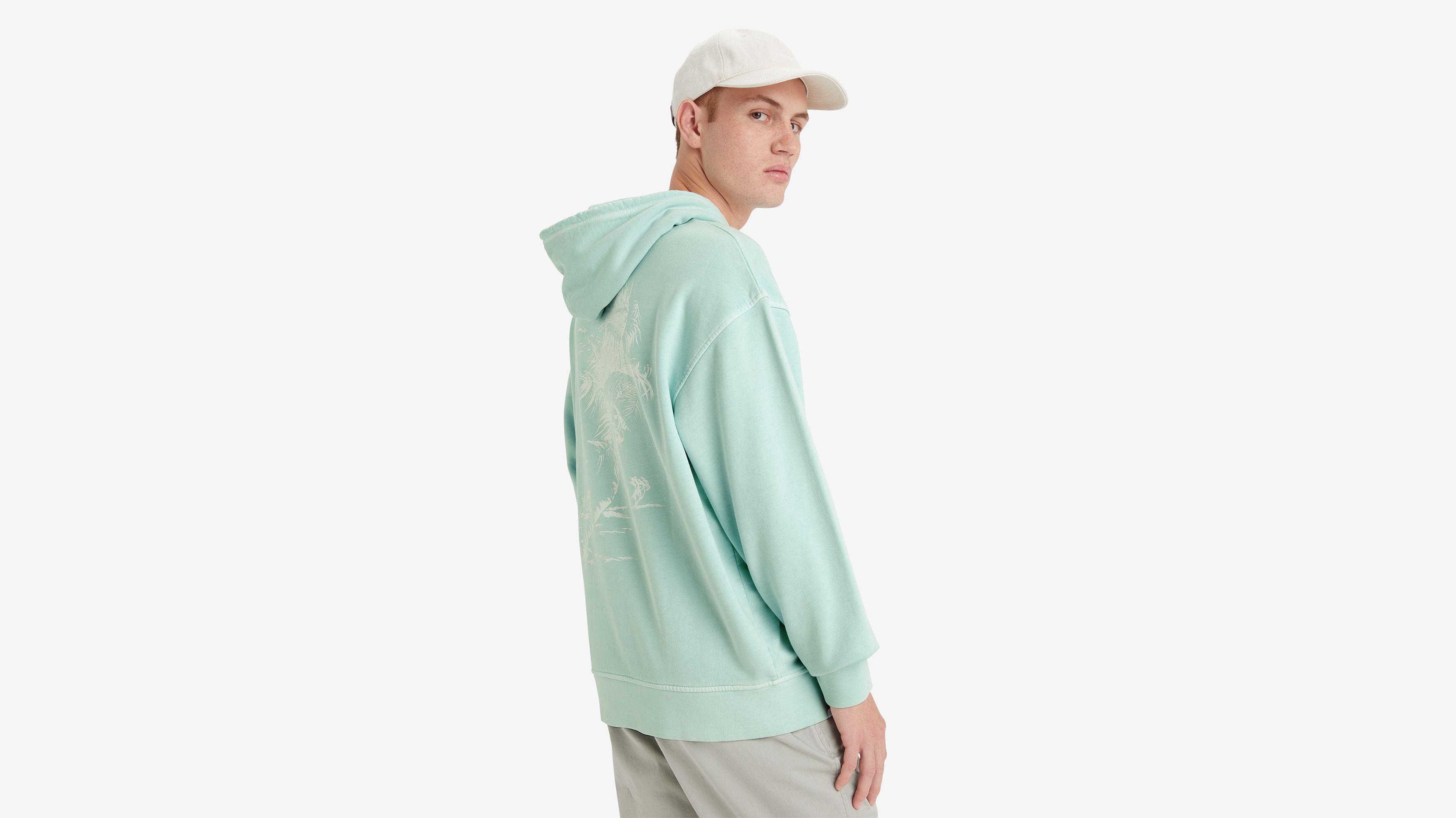 Sudadera Estampada De Corte Holgado Con Capucha - Azul