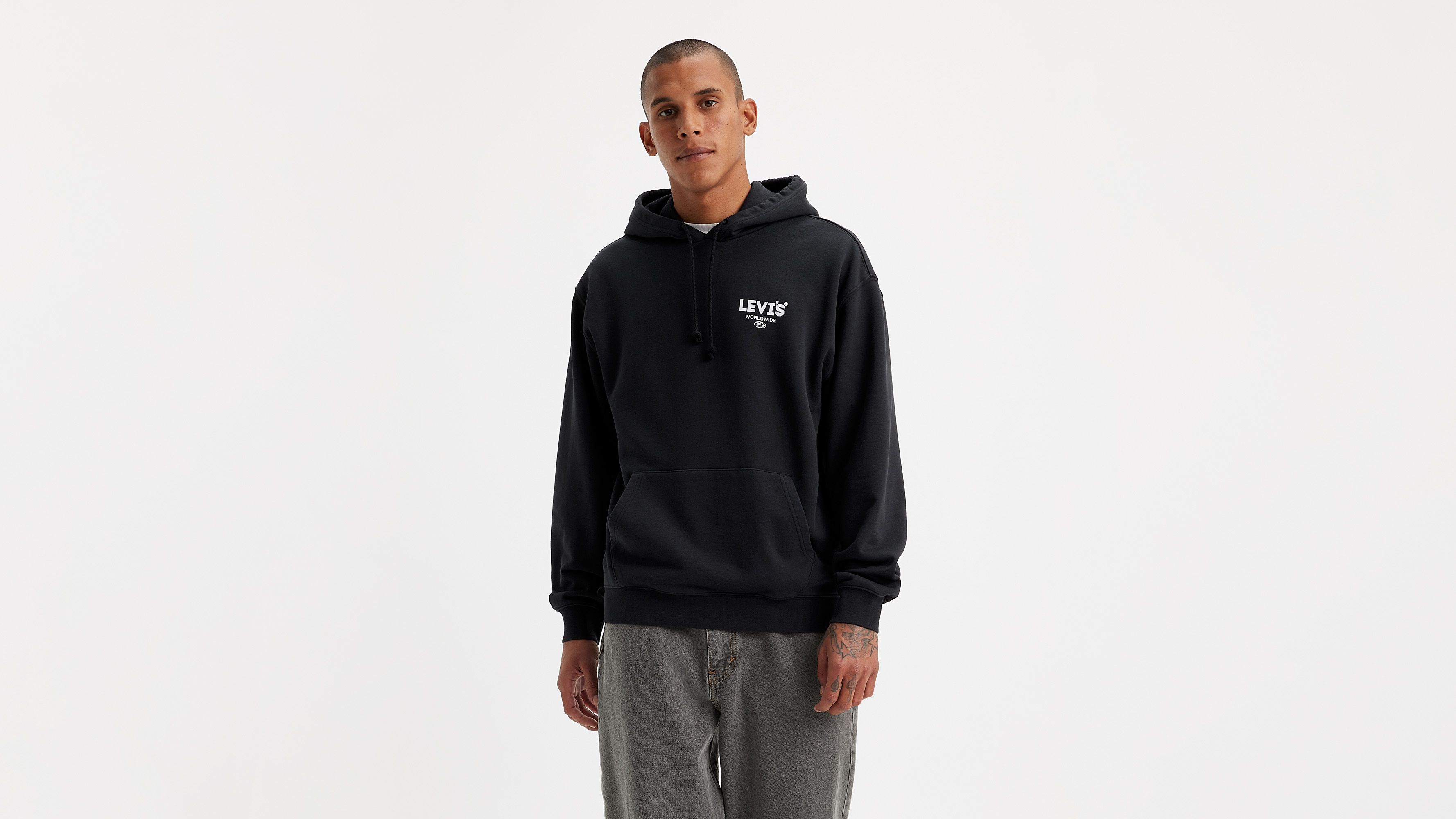 Relaxed Graphic Hoodie - Black