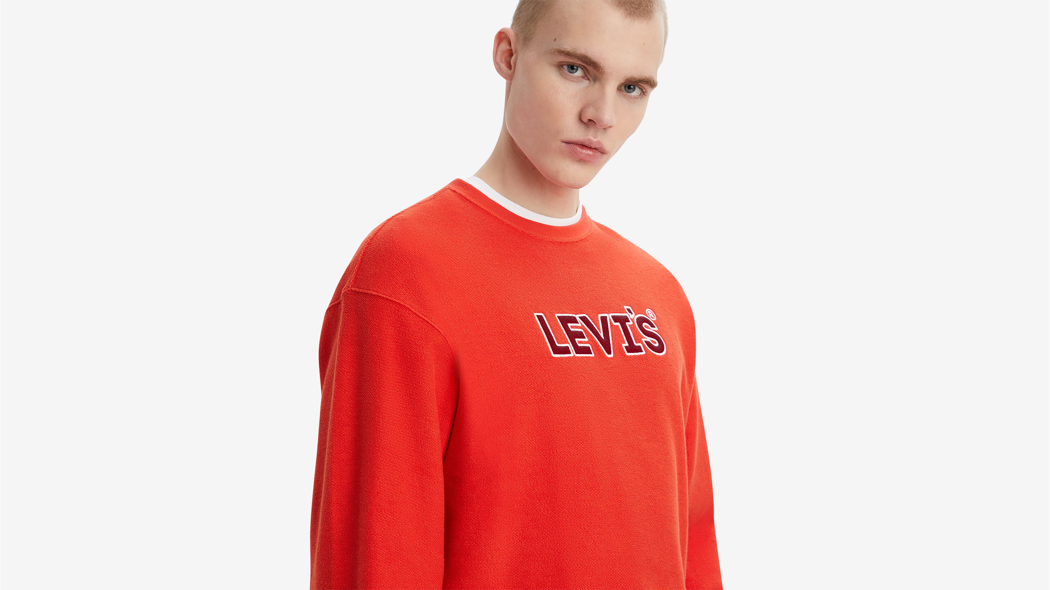 Logo Graphic Crew Neck Sweatshirt, Red