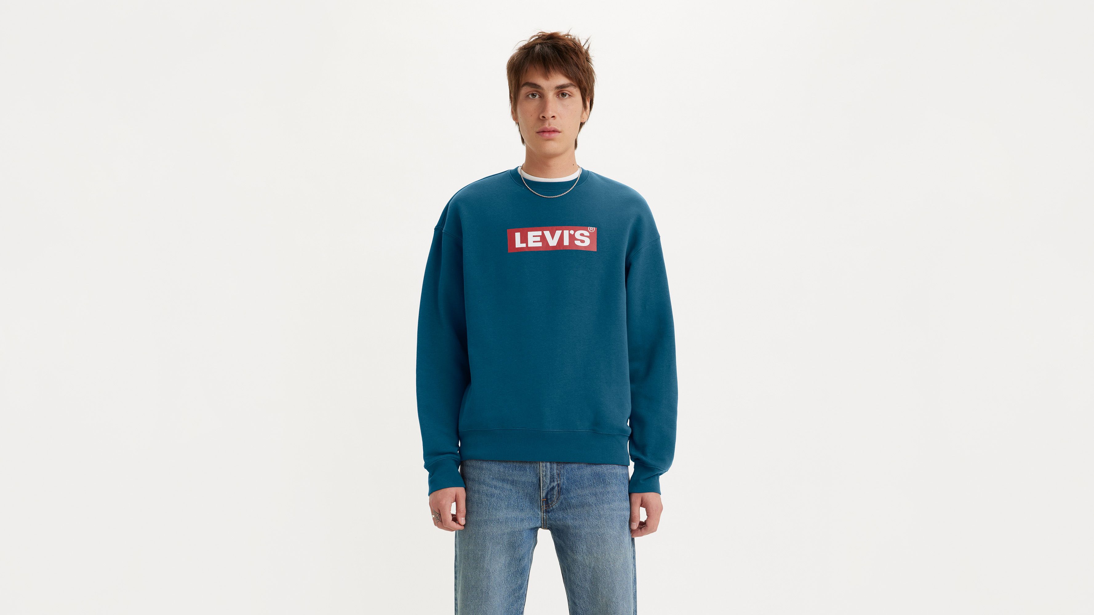 Relaxed Graphic Crewneck Sweatshirt - Blue