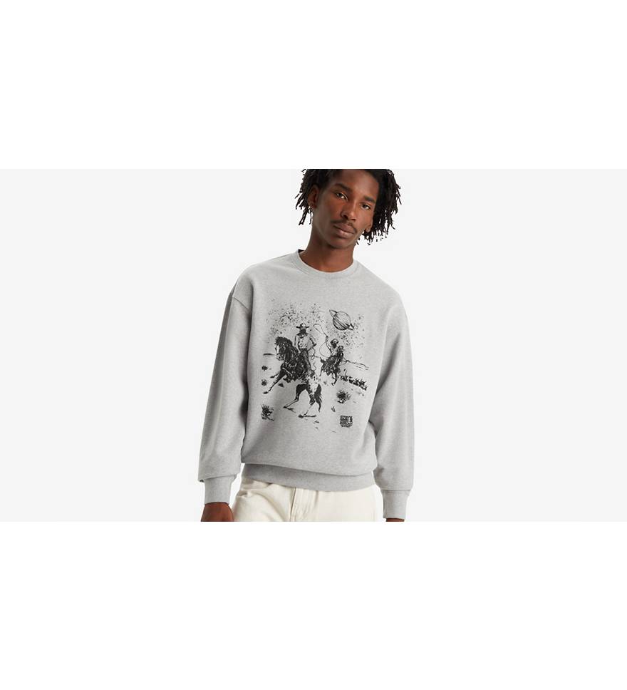 Relaxed Fit Graphic Crewneck Sweatshirt - Grey