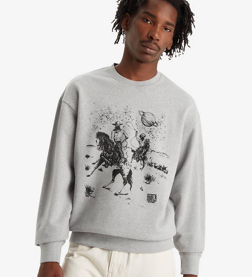 Relaxed Fit Graphic Crewneck Sweatshirt - Grey