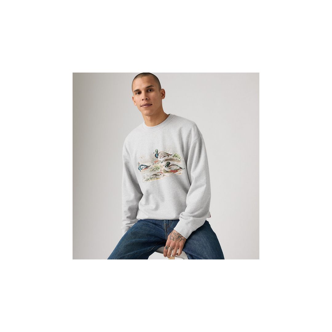 Levi's Relaxed Graphic Crewneck Sweatshirt In Gray