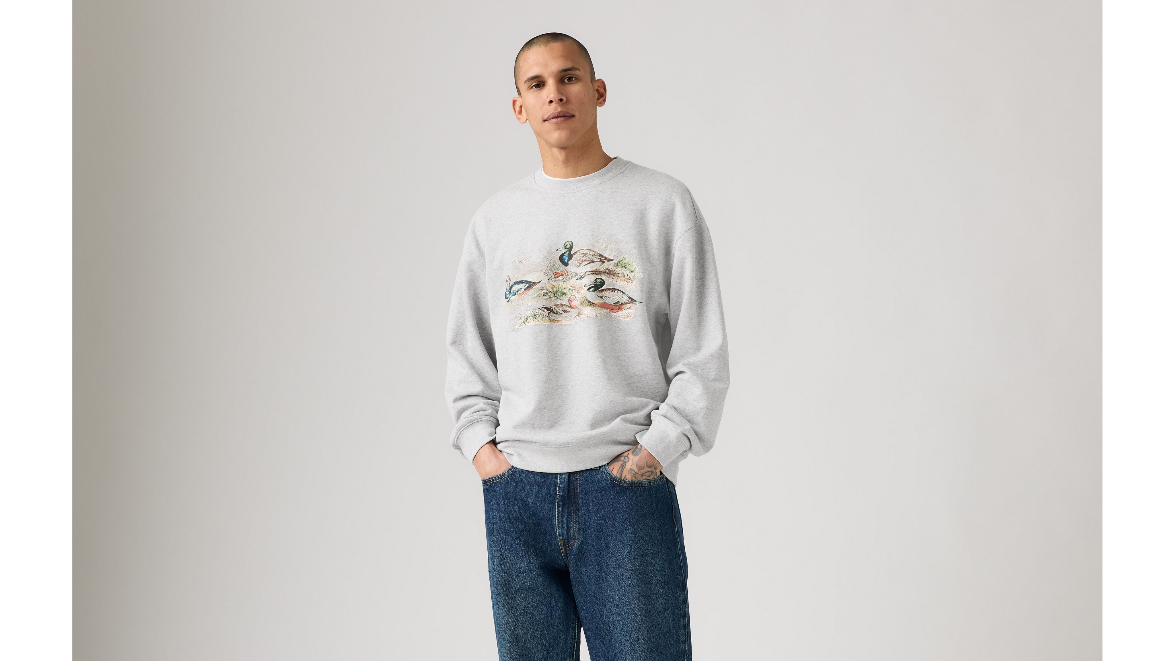 Levi's Relaxed Graphic Crewneck Sweatshirt In Gray
