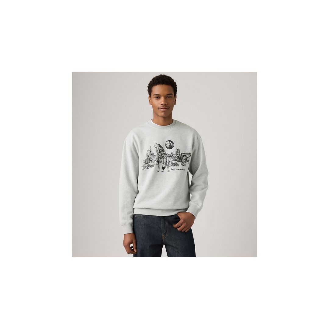 Levi's Relaxed Graphic Crewneck Sweatshirt In Gray
