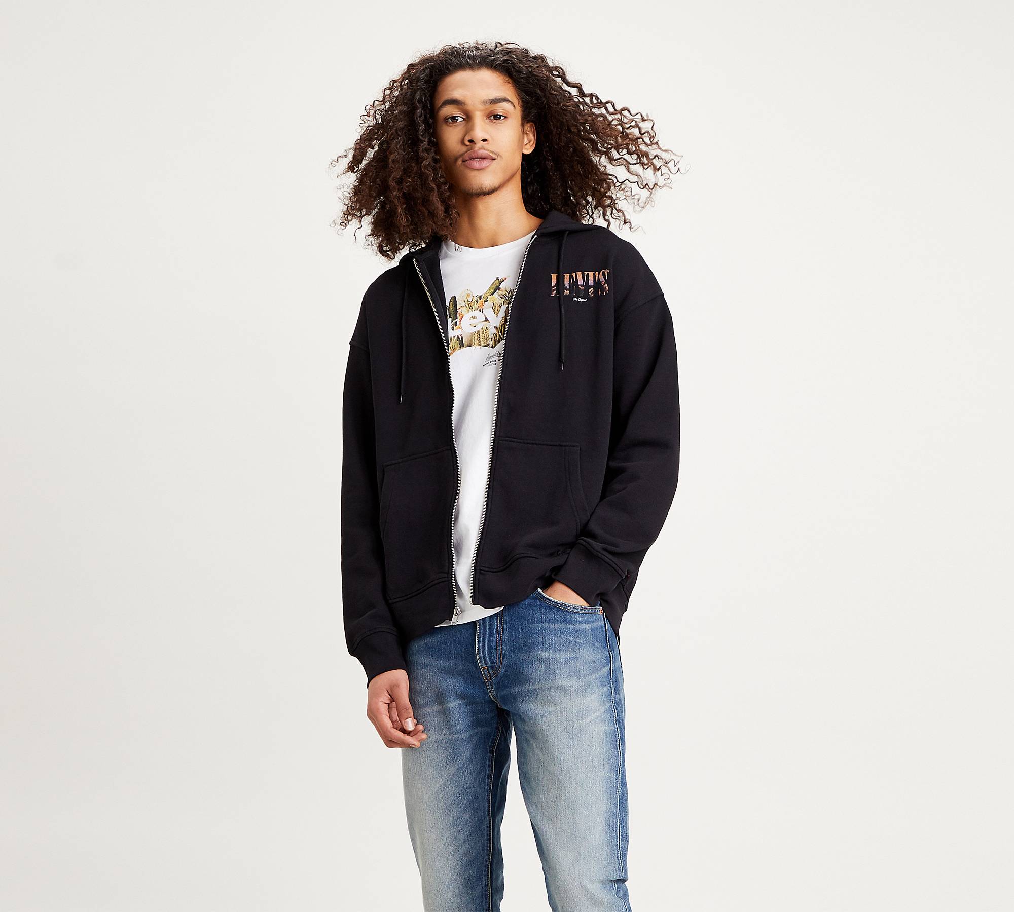 Relaxed Graphic Zip Up Hoodie 1