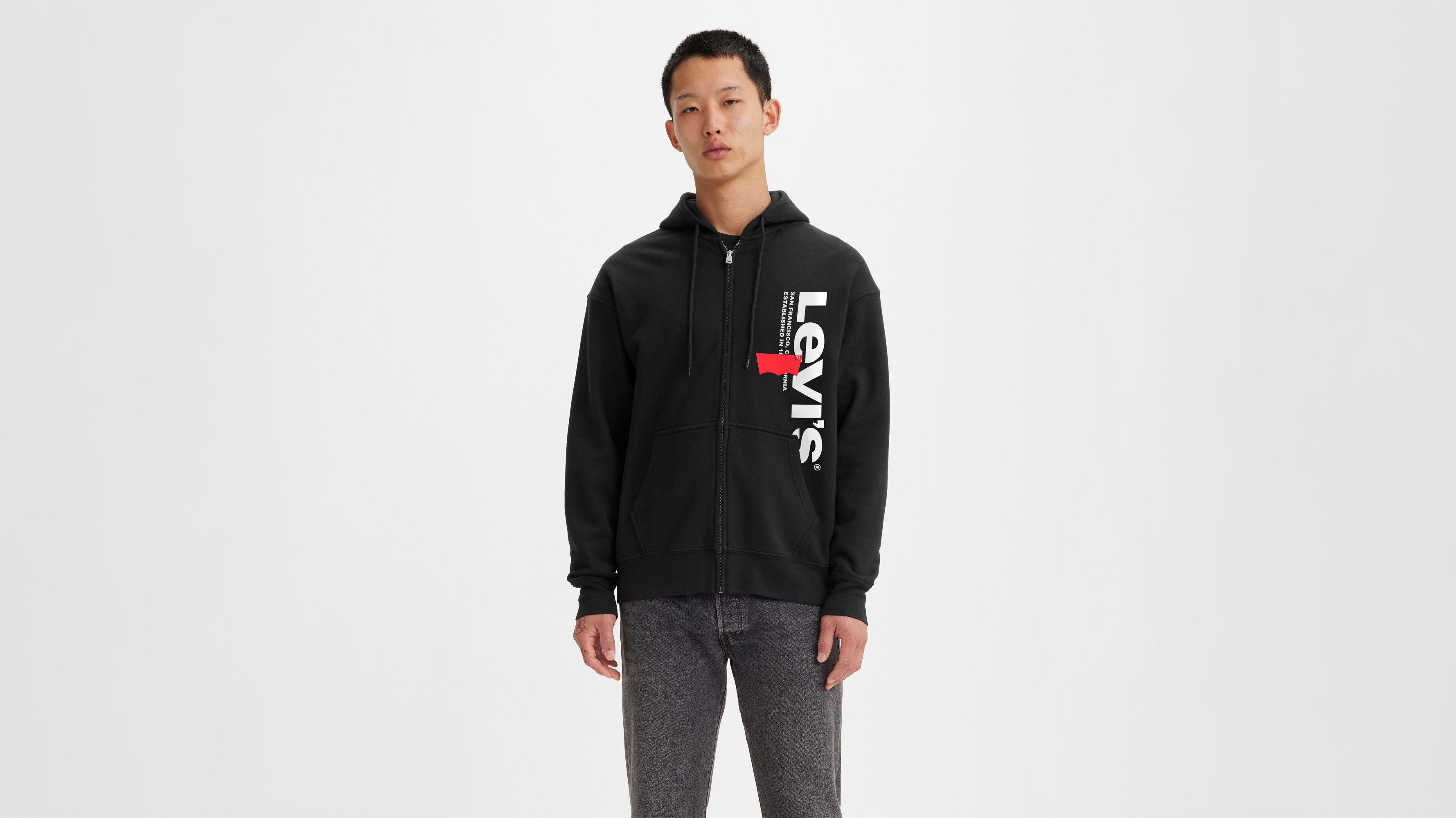 Relaxed Graphic Zip Up Hoodie Sweatshirt