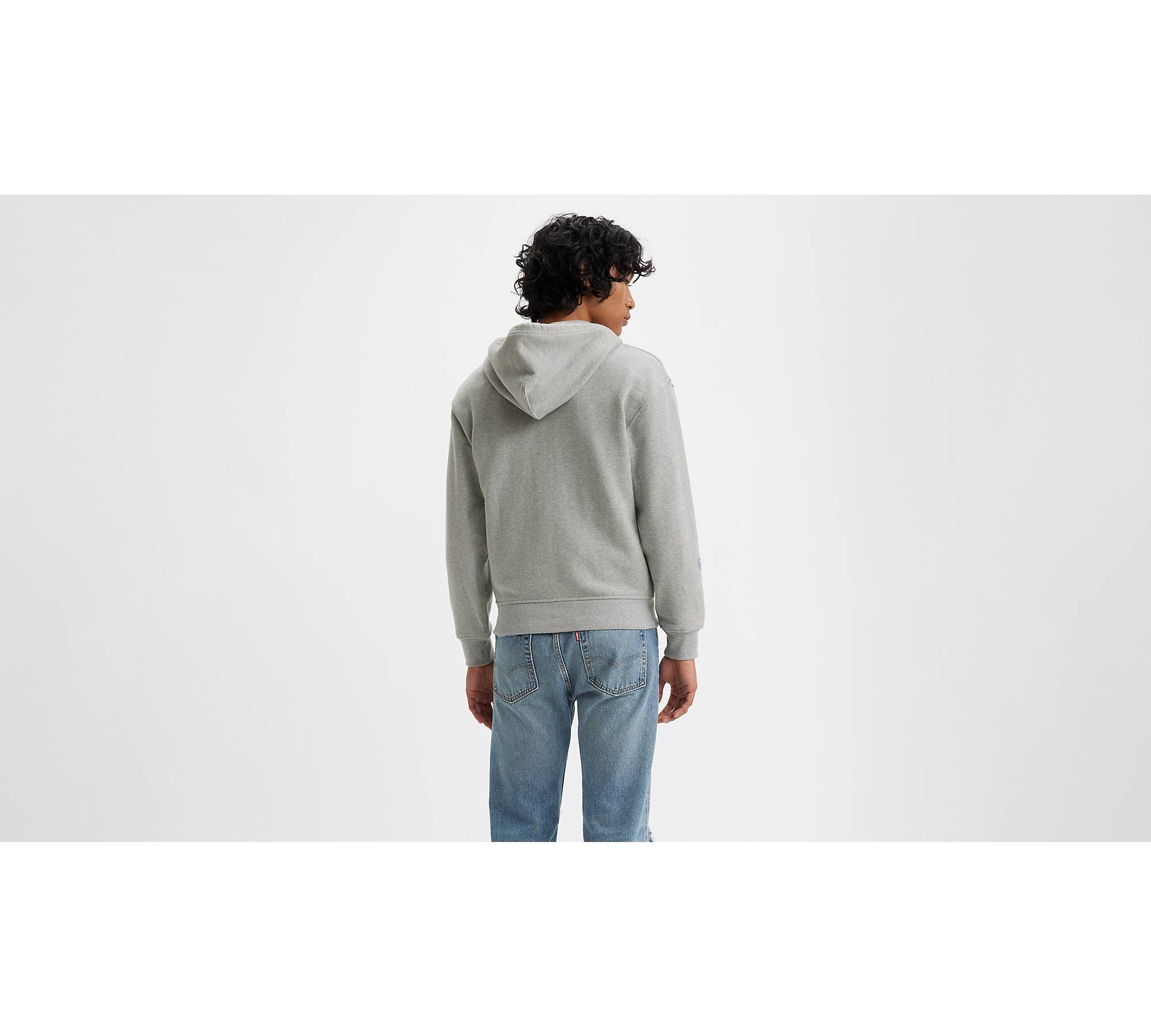 Relaxed Graphic Zip Up Hoodie Sweatshirt - Grey