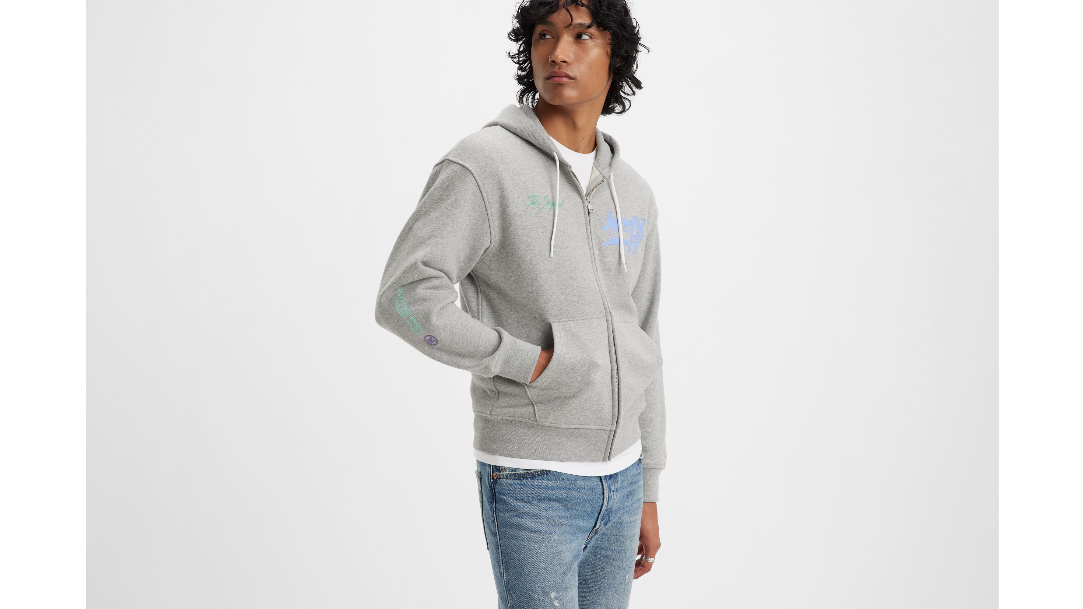 Relaxed Graphic 1/4 Zip Sweatshirt - Blue