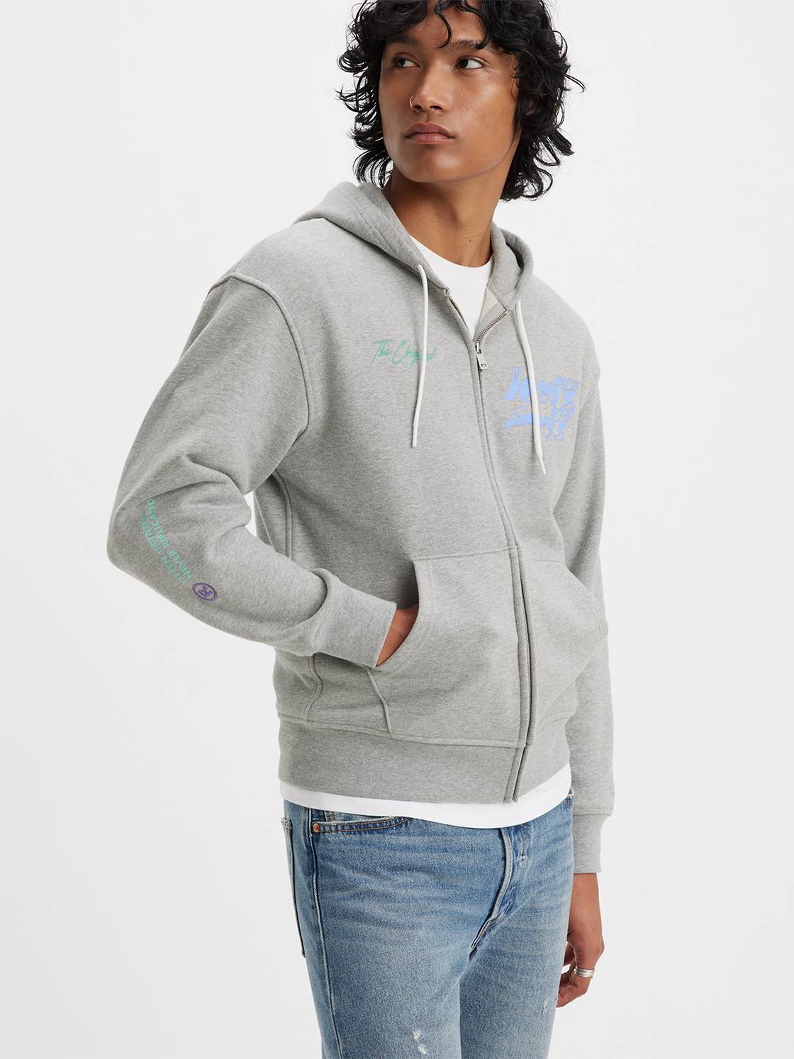 Relaxed Graphic Zip-Up Hoodie 1