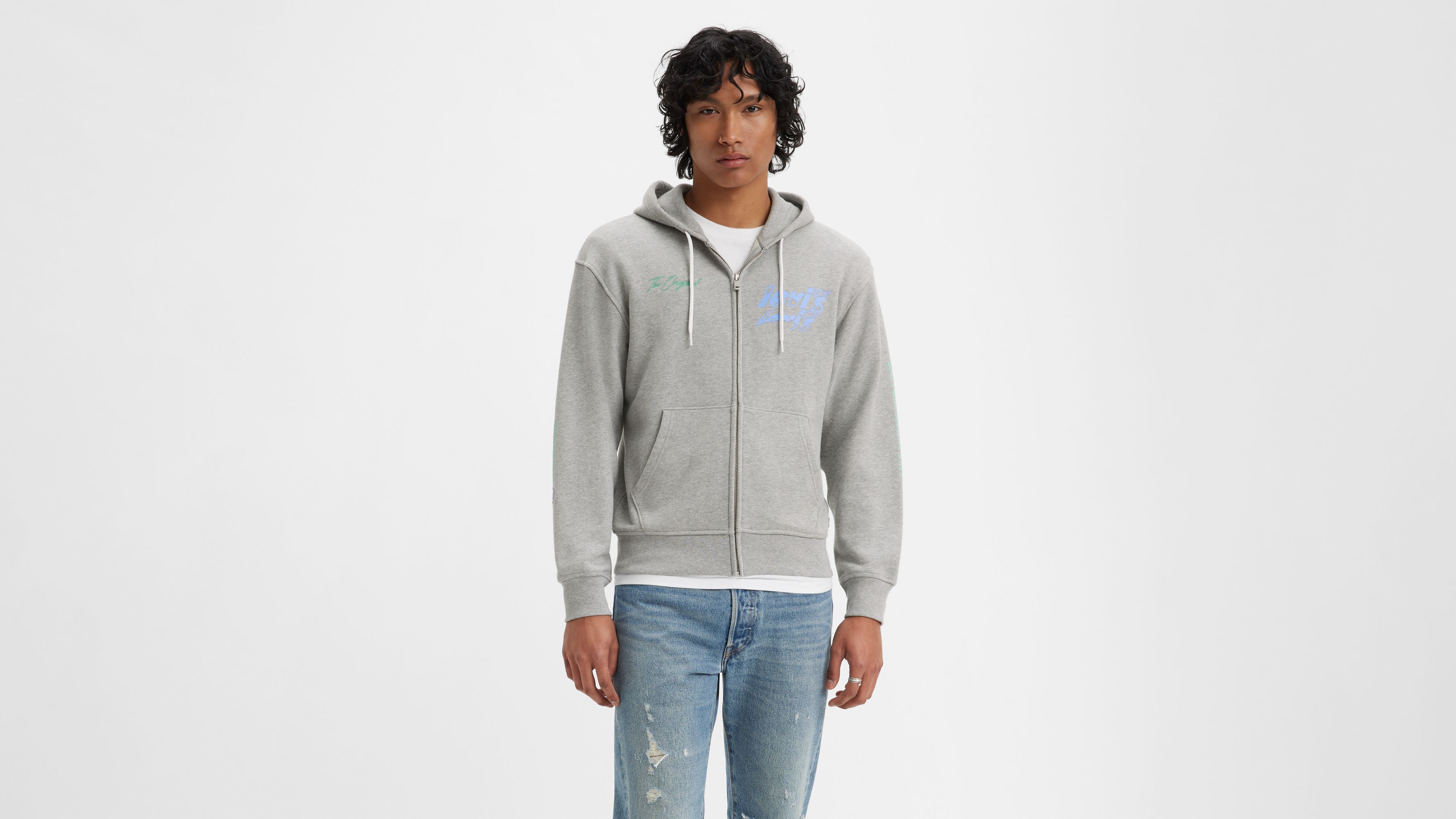 Relaxed Graphic 1/4 Zip Sweatshirt - Blue