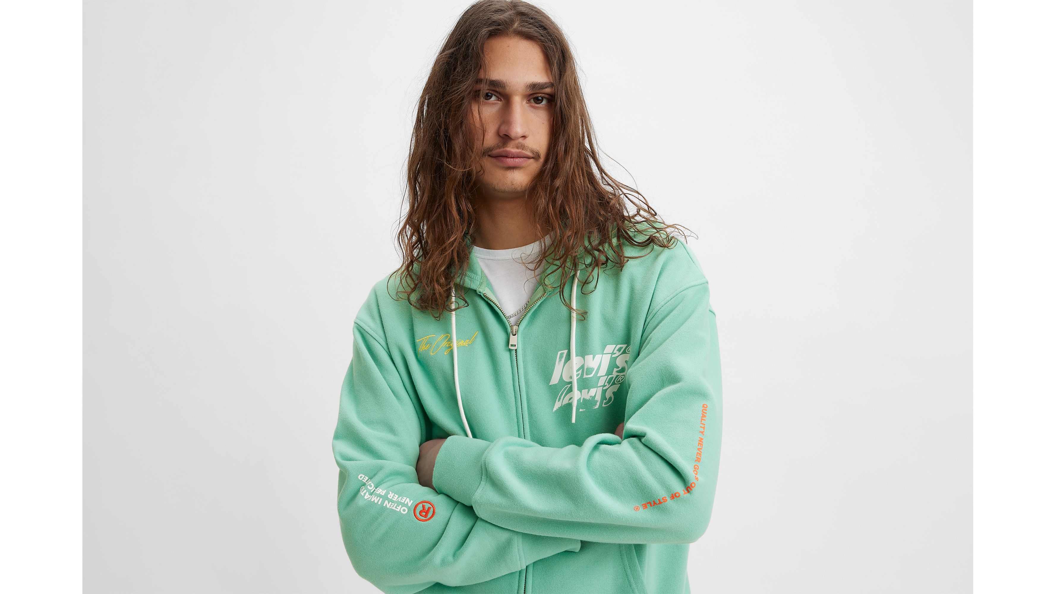 Relaxed Fit Graphic 1/4 Zip Sweatshirt - Green