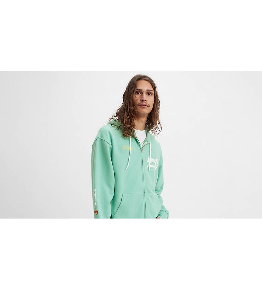 Relaxed Graphic Zip Up Hoodie Sweatshirt - Green | Levi's® US