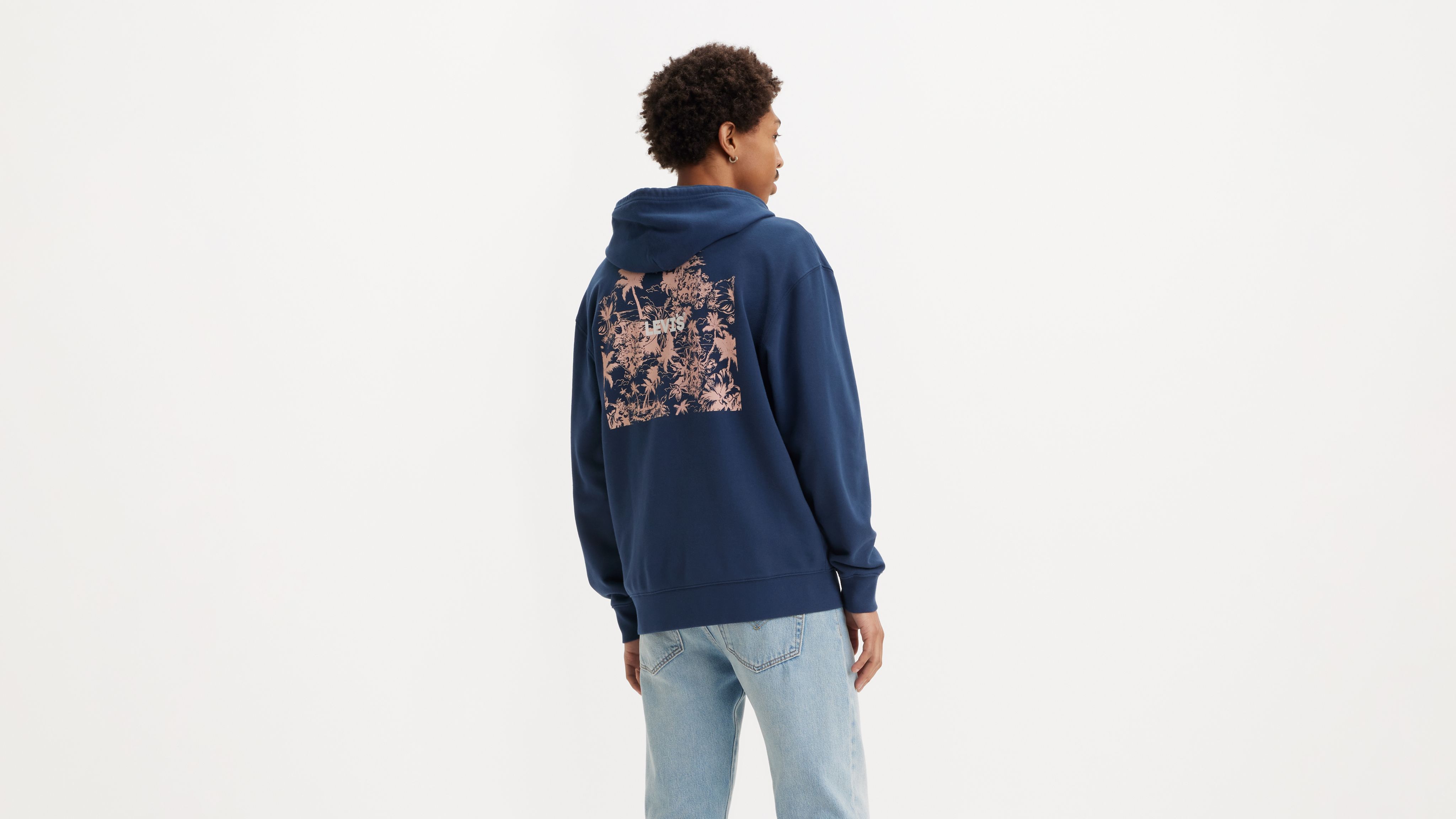 Relaxed Fit Graphic Zip-up Hoodie Sweatshirt - Black