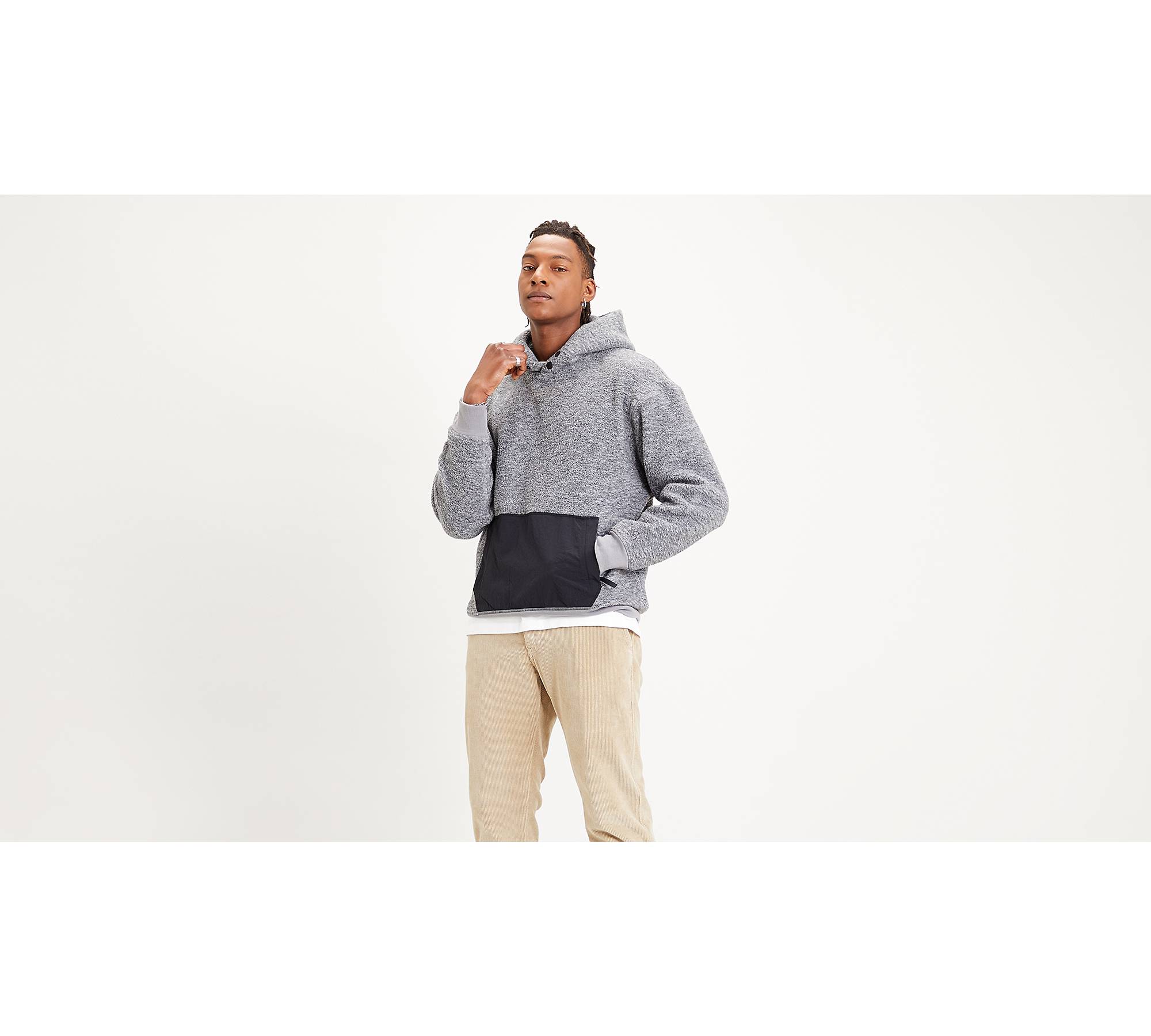 Nylon Pocket Sherpa Hoodie - Grey | Levi's® US