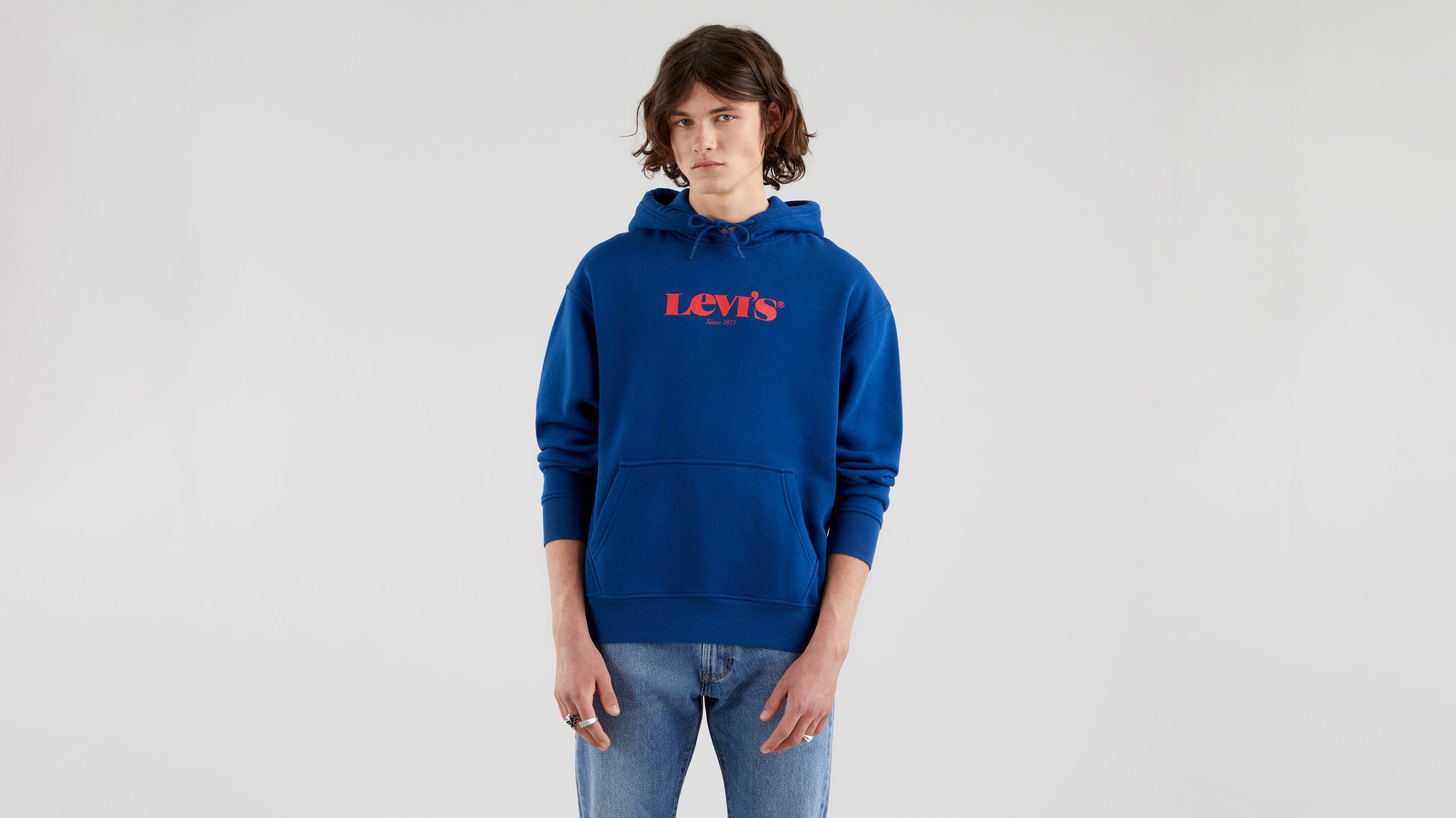 Levi's Relaxed Graphic Hoodie Sweatshirt - Men's - Blue Mist L