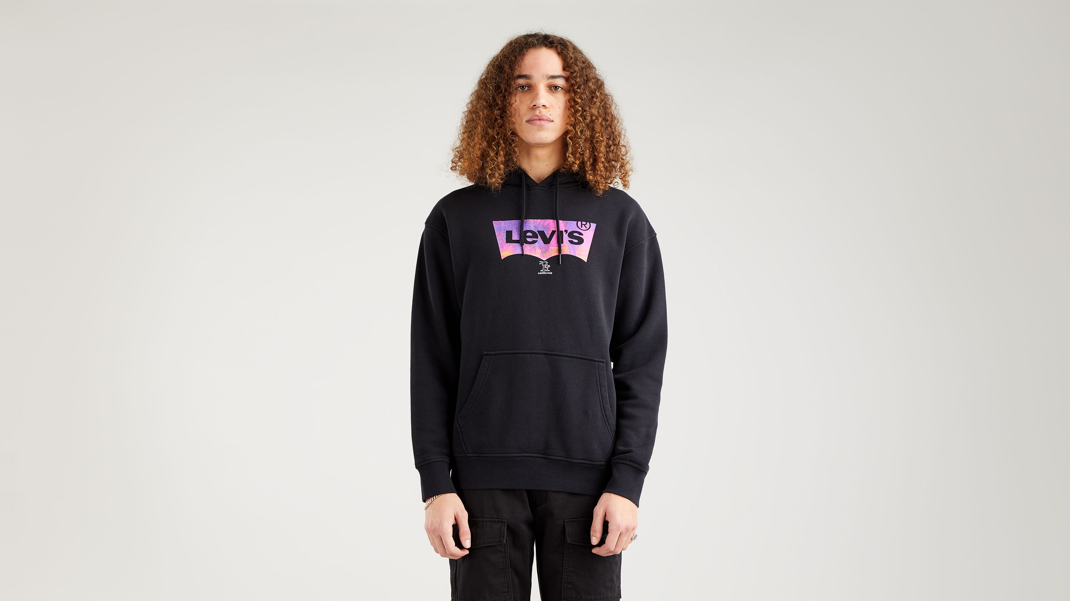 levi's relaxed graphic hoodie black