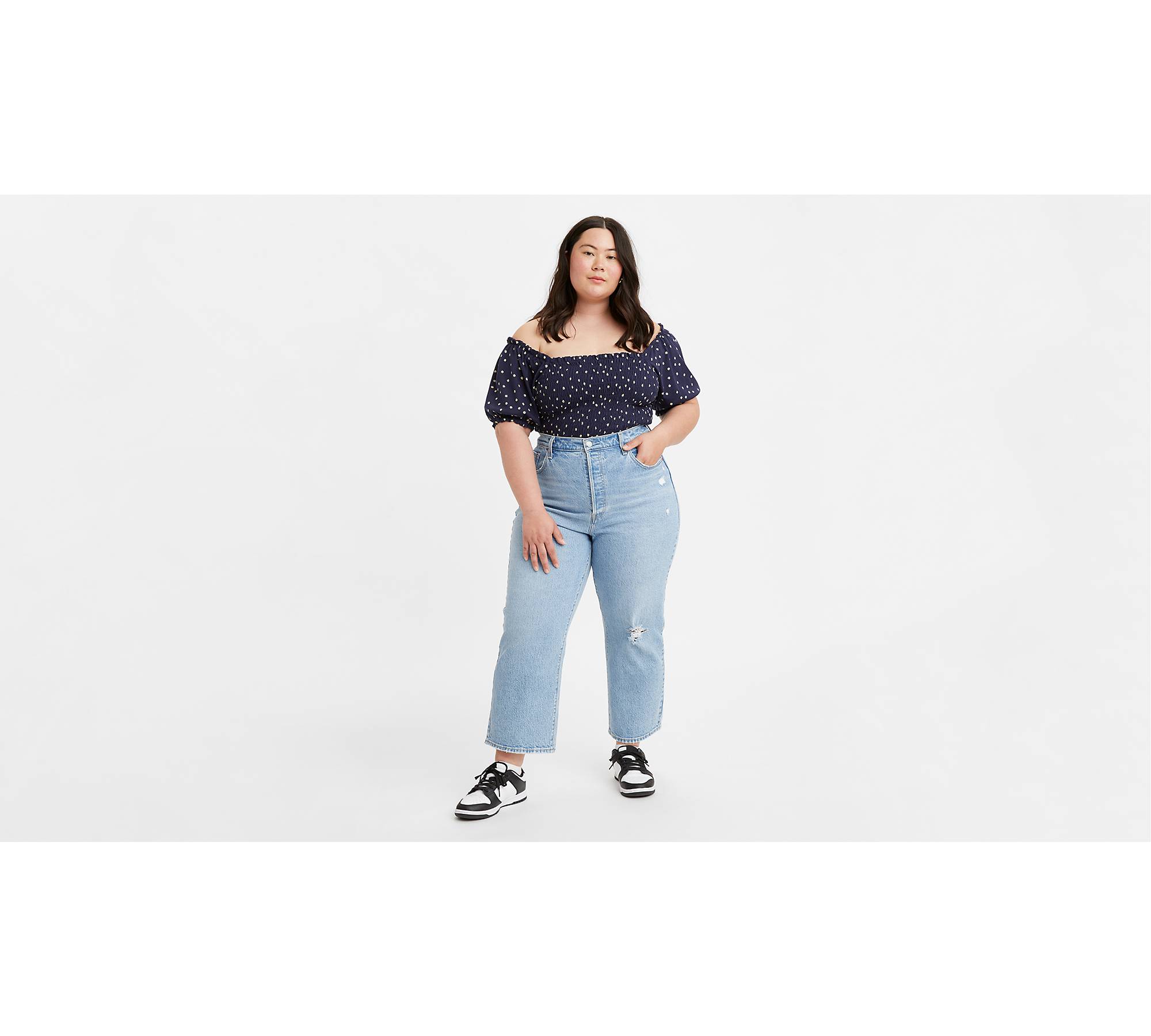 Levis Womens Ribcage Straight Ankle Jeans Plus-Size Water