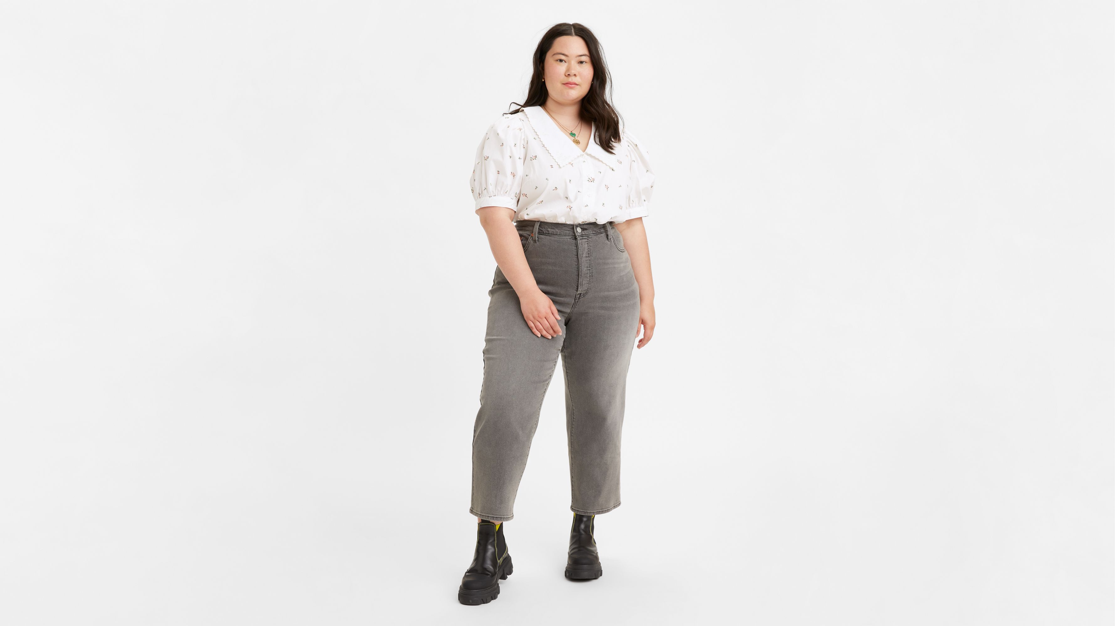 Ribcage Straight Ankle Women's Jeans (plus Size) - Grey | Levi's® US