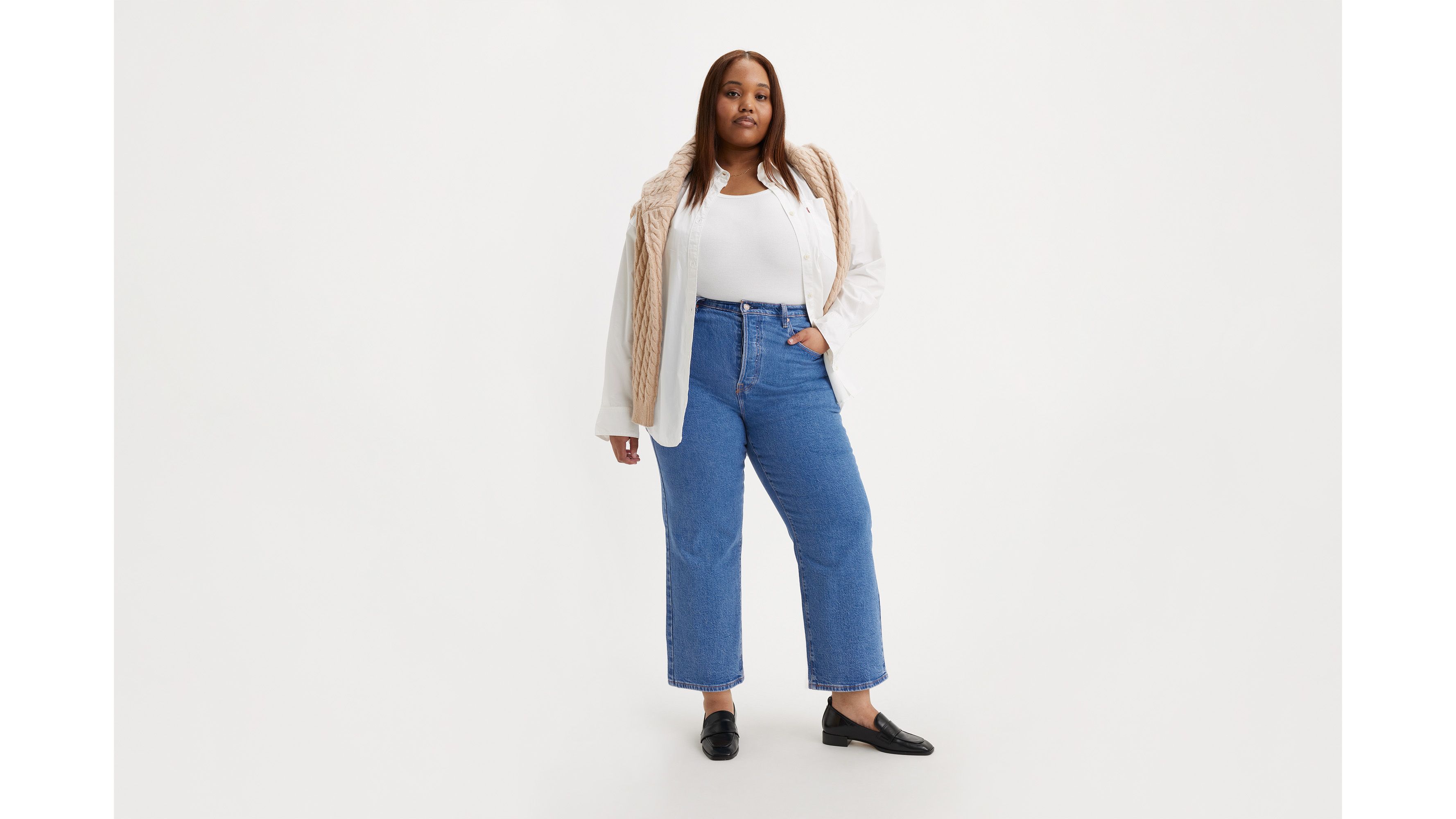 Ribcage Straight Ankle Jeans (plus Size) - Blue