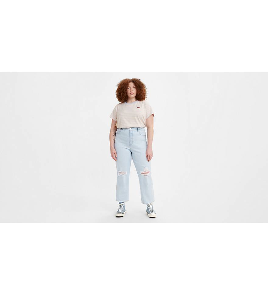 Levis Womens Ribcage Straight Ankle Jeans Plus-Size Water