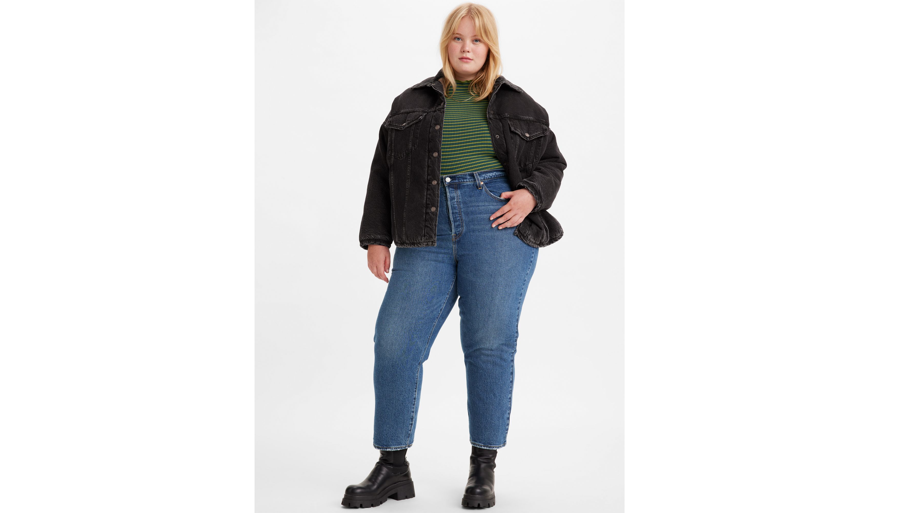 Ribcage Straight Ankle Jeans (plus Size) - Black