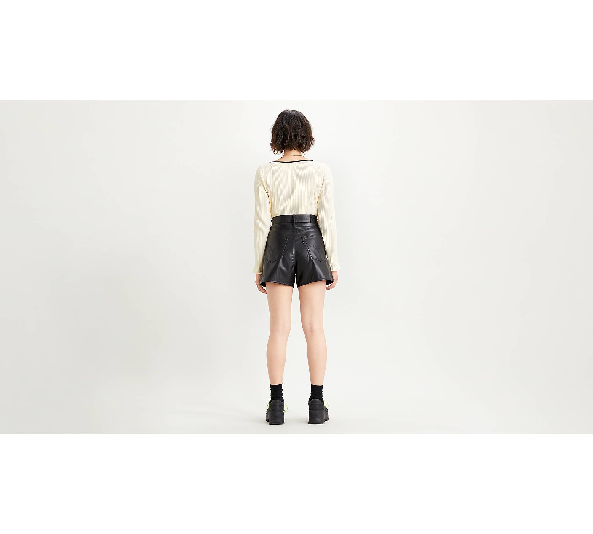 Womens FRAME black High-Rise Leather Shorts