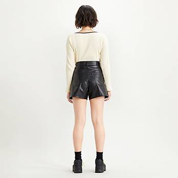 High Rise Faux Leather Womens Shorts 4