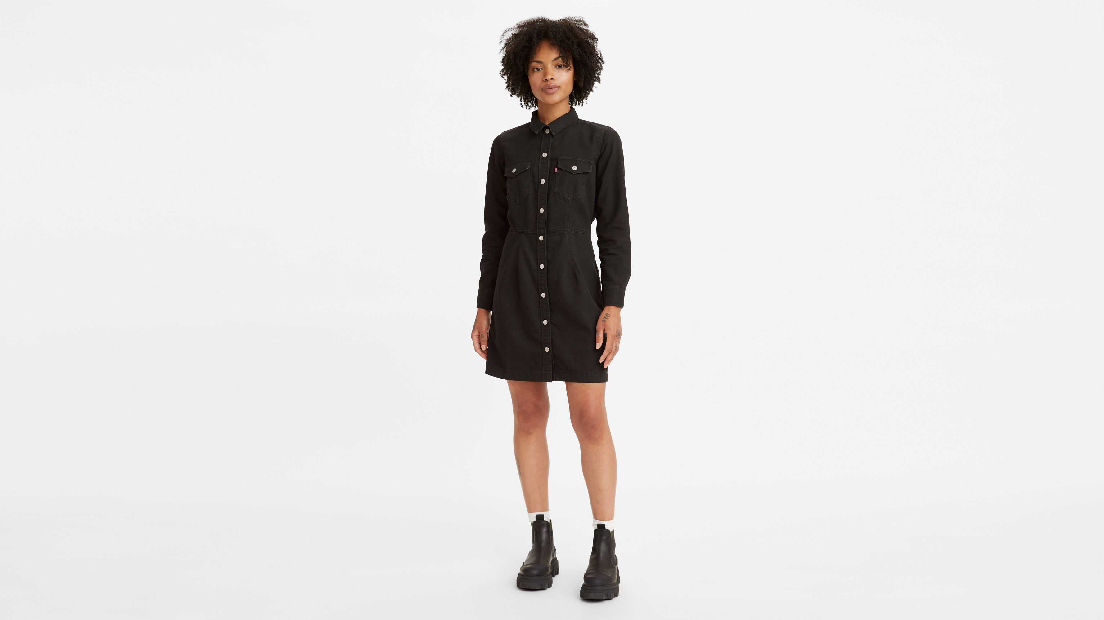 Levis black denim dress hotsell