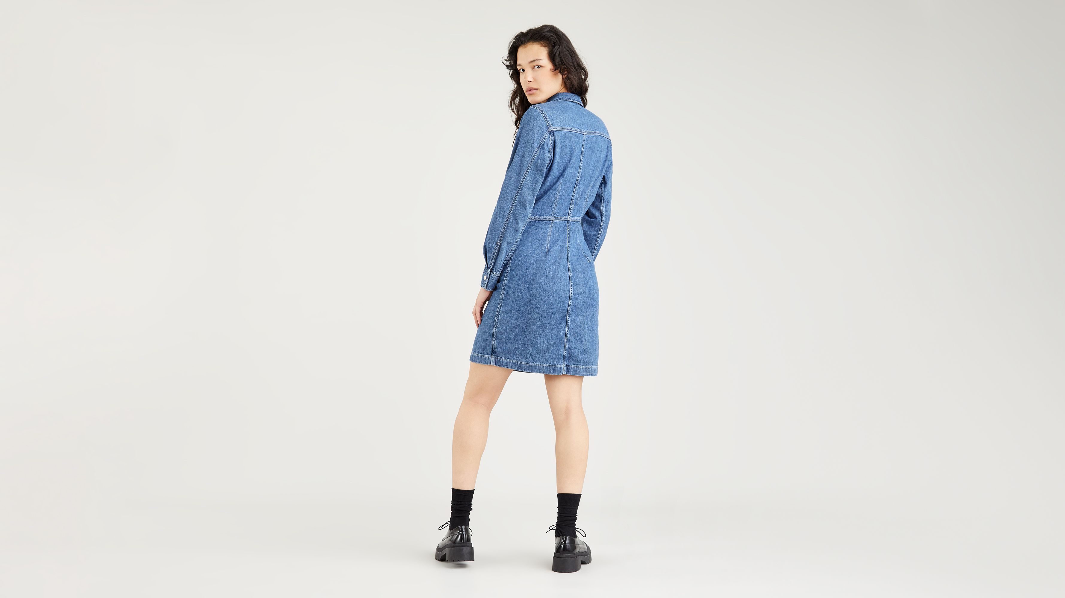 Ellie Overall Denim Mini Dress - Washed Denim main image 1