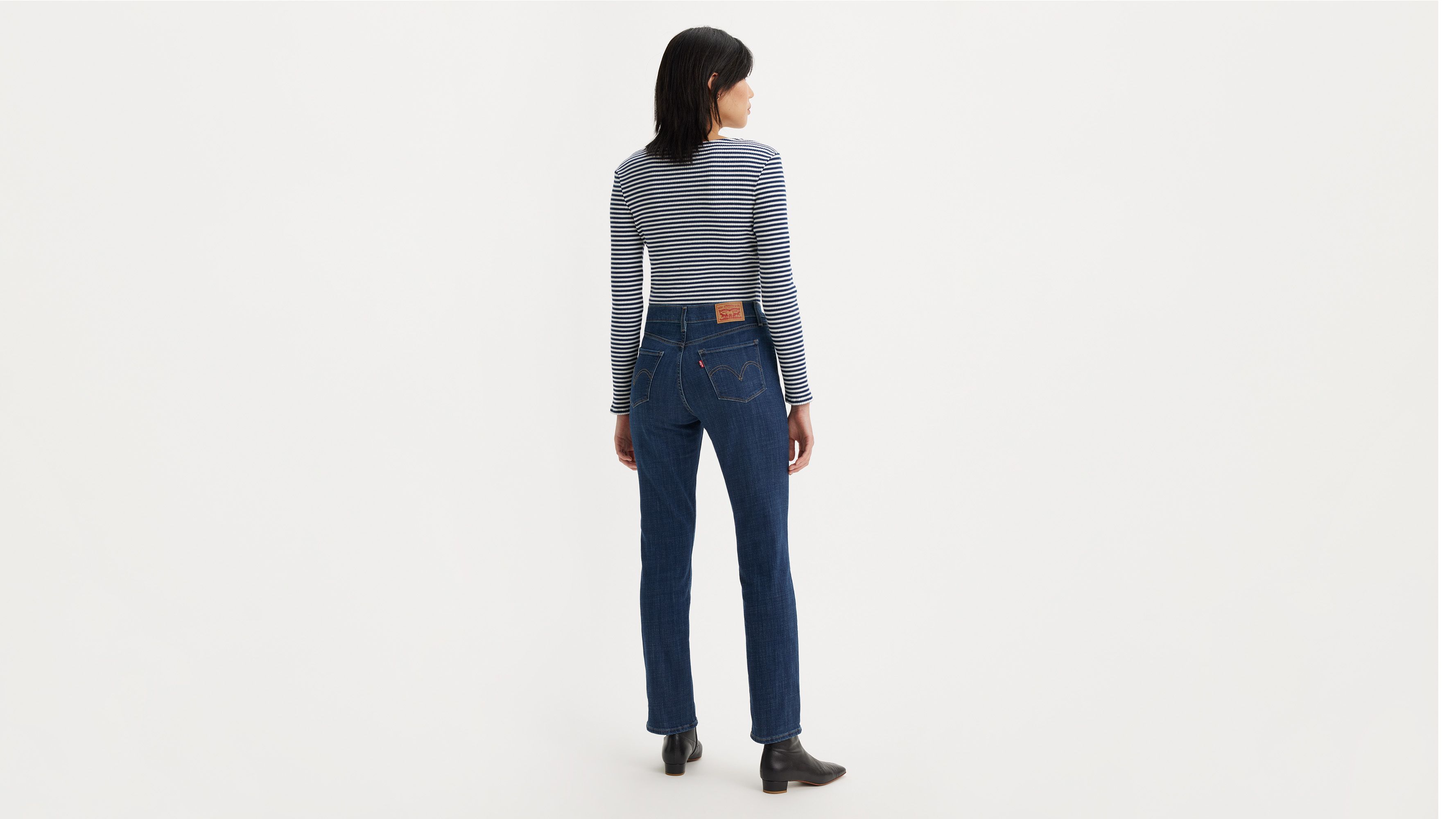 Womens Levi Classic Straight-Leg Regular-Fit Soft Black Jean