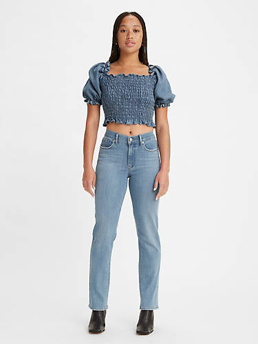 리바이스 Levi Classic Straight Fit Womens Jeans,Topic - Medium Wash