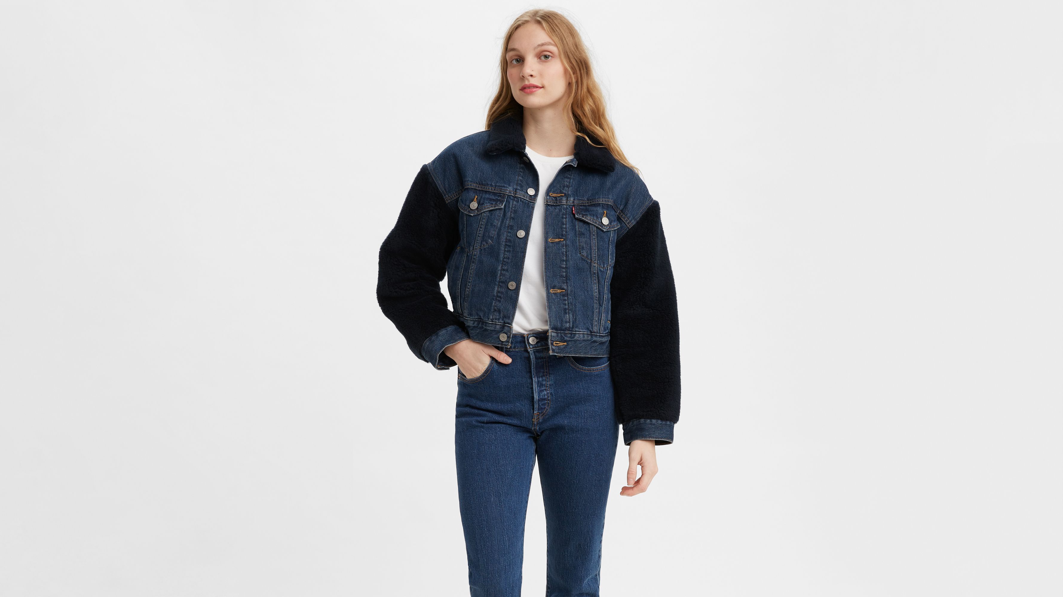 levis denim sherpa trucker jacket womens