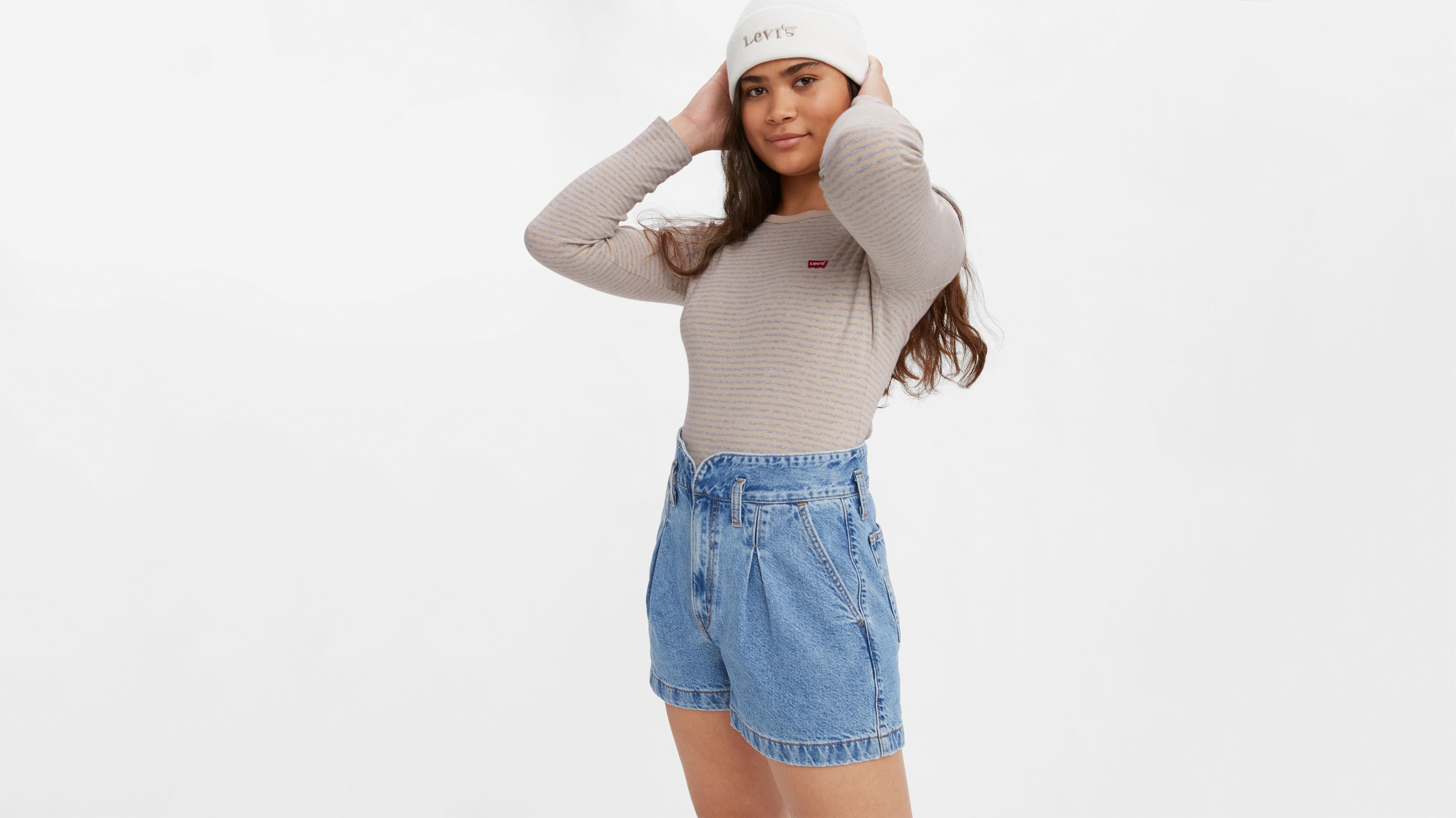 Womens Mom Shorts - White