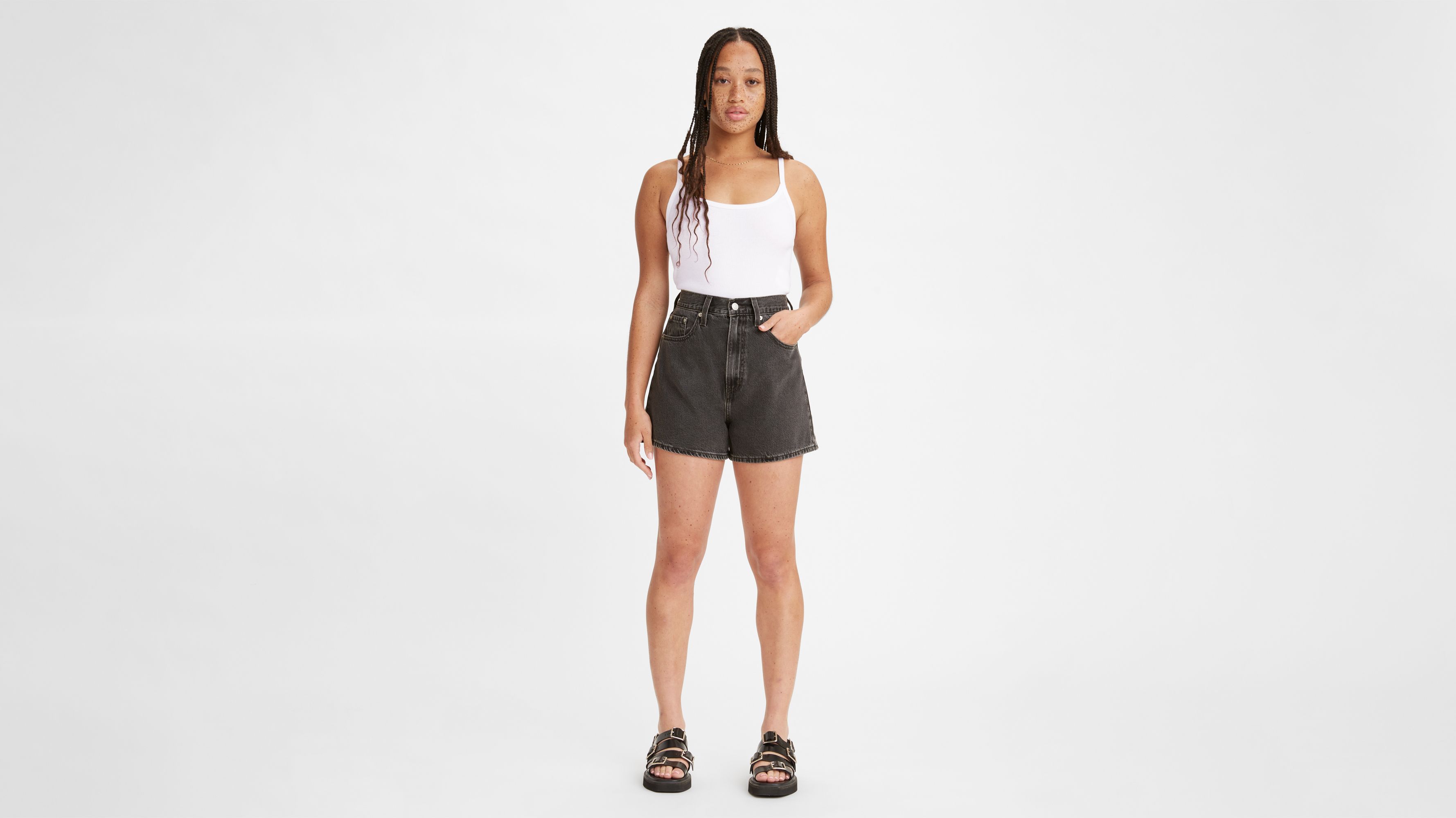 Levis High Loose Shorts | Washed Black