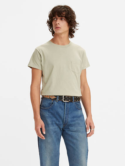 1950s Men’s Shirt Styles – Casual, Gaucho, Camp Levis 1950s Sportswear T-Shirt - Mens S $88.00 AT vintagedancer.com