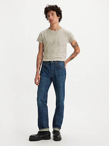 리바이스 Levi 1947 501 Original Fit Selvedge Mens Jeans,OFarrell Selvedge - Medium Wash - Non Stretch