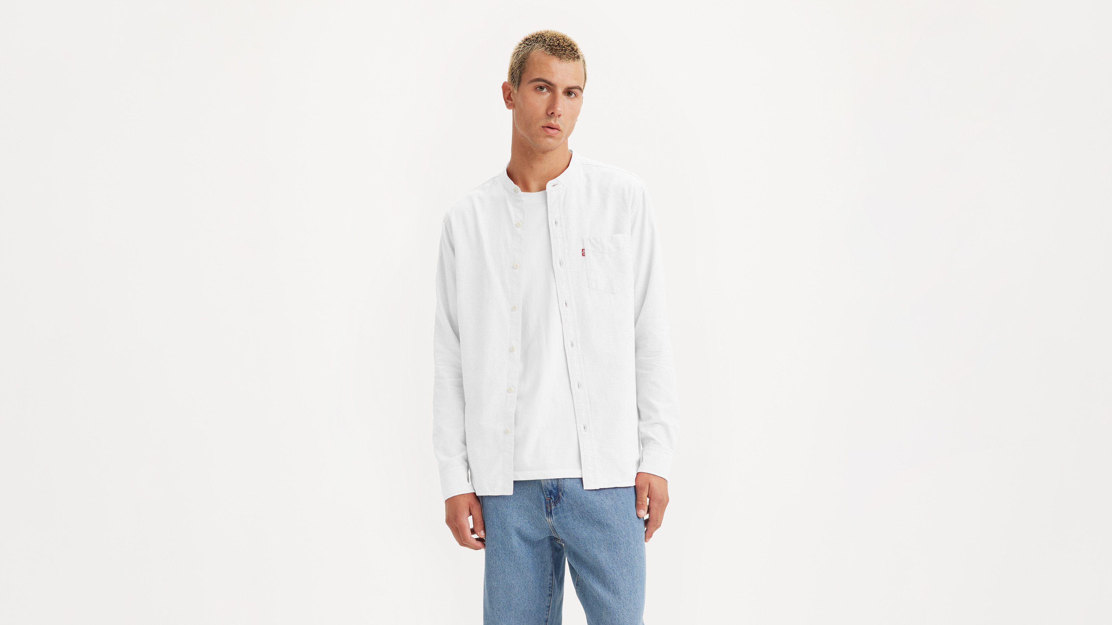 Camicia a una tasca con colletto alla coreana 1