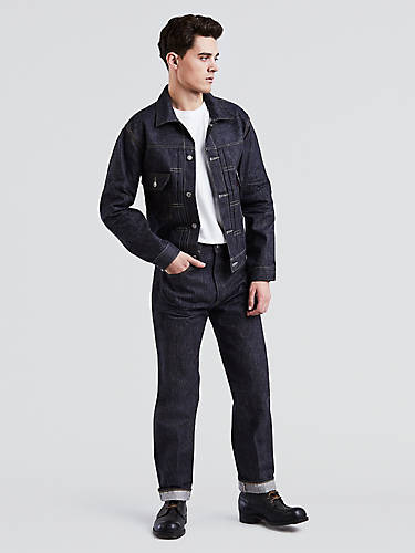 리바이스 Levi 1955 501 Original Fit Selvedge Mens Jeans,Dark Indigo Organic Selvedge - Dark Wash - Non Str