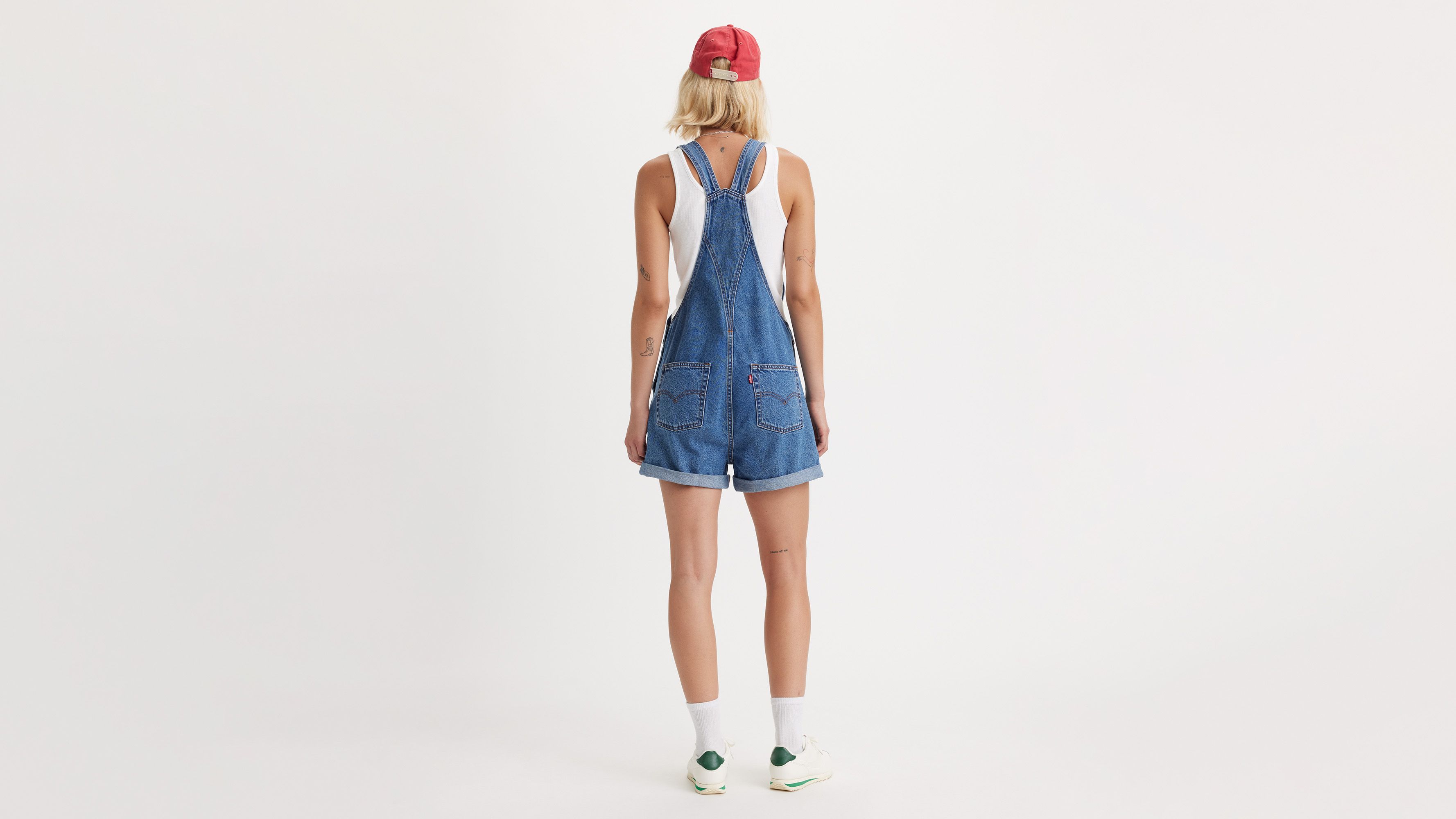 Lee High Rise Dungaree Short Vintage Olive Herringbone 3591594