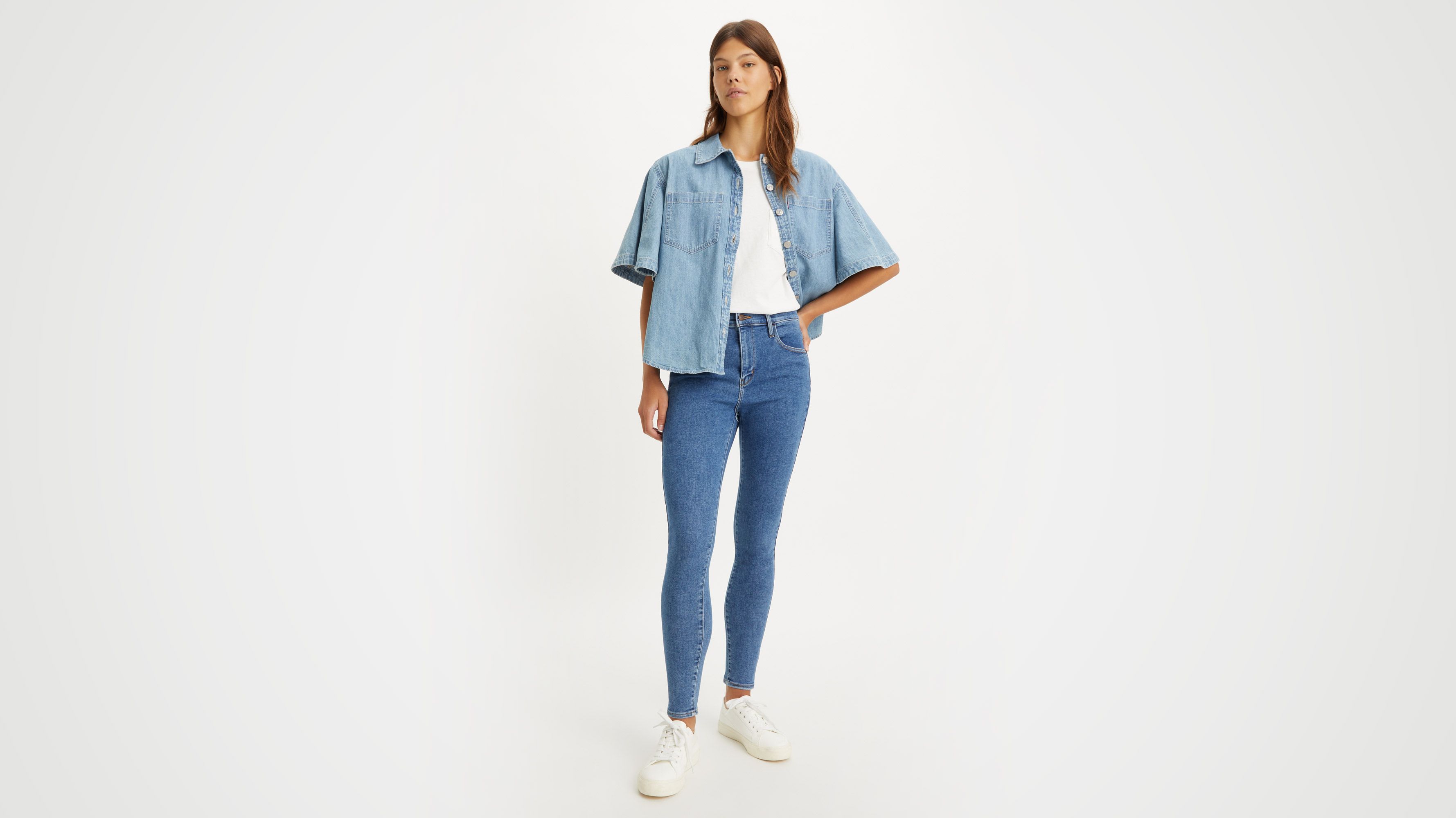 LEVI'S jeans LEVIS SLIGHT Curve ID SKINNY woman NEW MODEL 05403 denim STONE  WASH LIGHT BLUE STRETCH