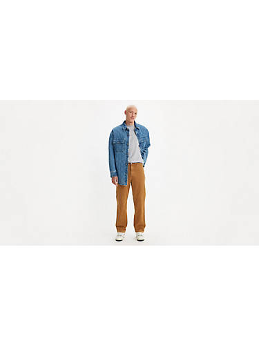 리바이스 Levi 568 Stay Loose Carpenter Mens Jeans,Dark Ginger Garment Dye - Brown - Non-Stretch