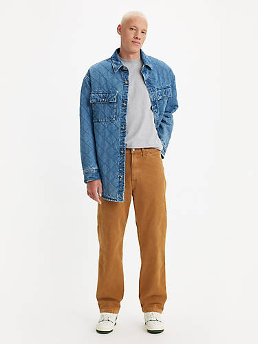리바이스 Levi 568 Stay Loose Carpenter Mens Jeans,Dark Ginger Garment Dye - Brown - Non-Stretch