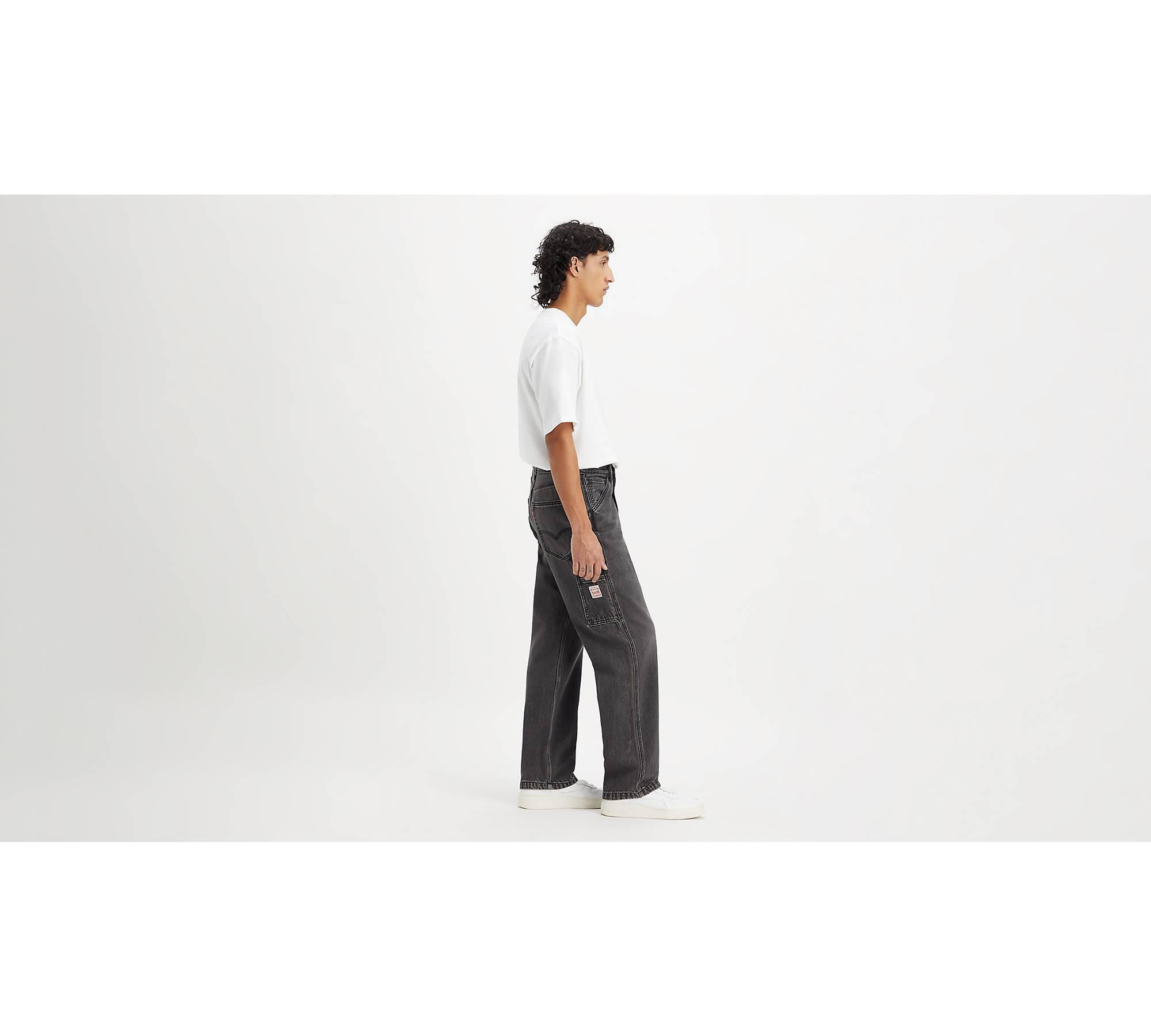 dark wash carpenter baggy pants, waist: 25 inches